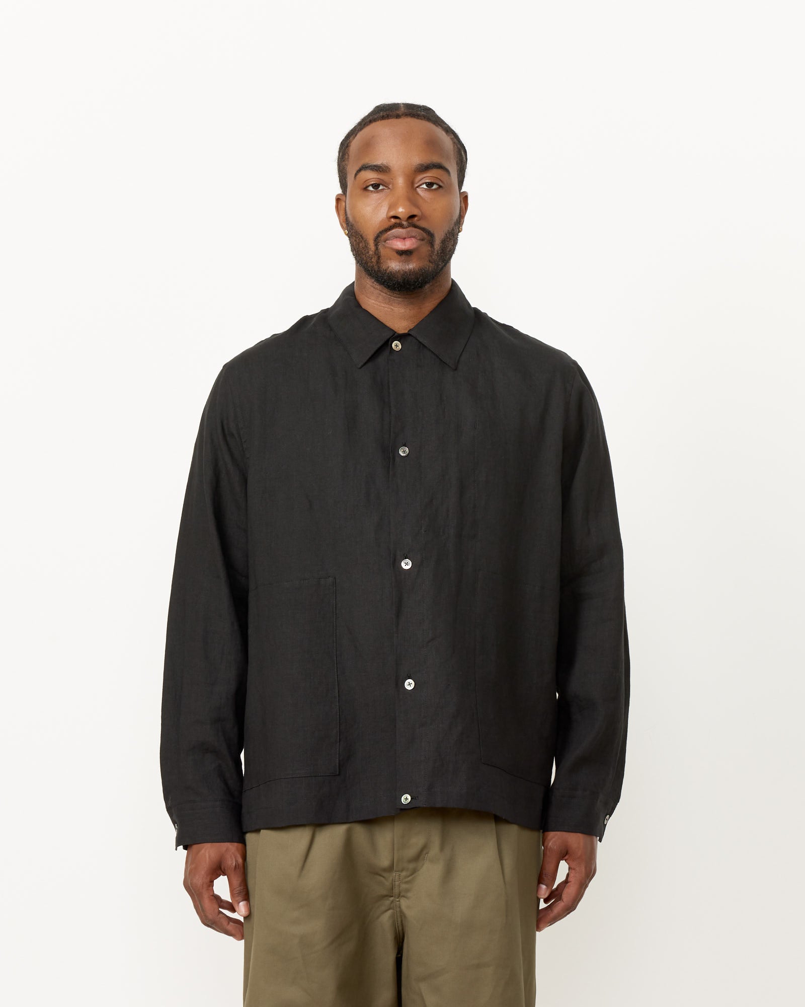 Paper Mixed Shirt Jacket in Black