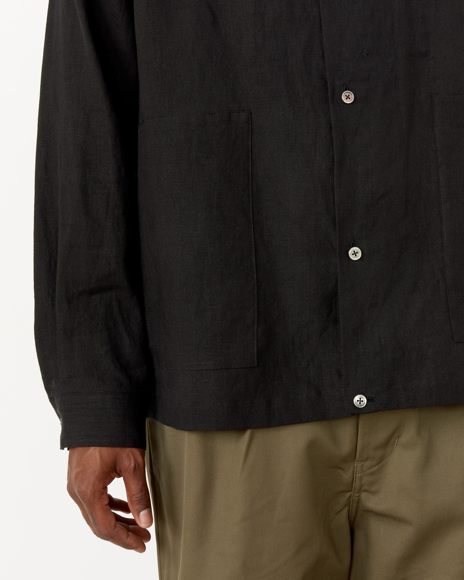 Paper Mixed Shirt Jacket in Black
