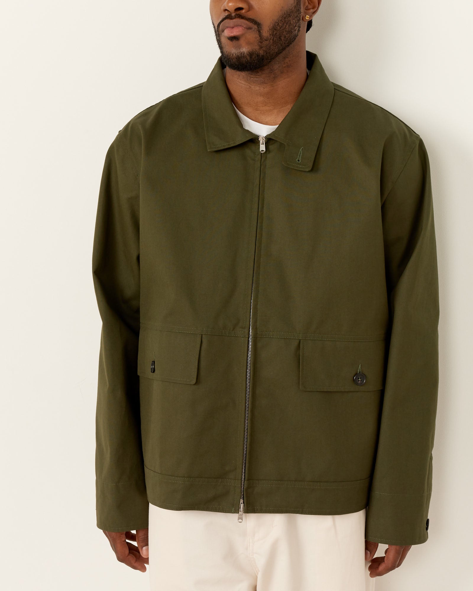 Stand Collar Jacket in Olive
