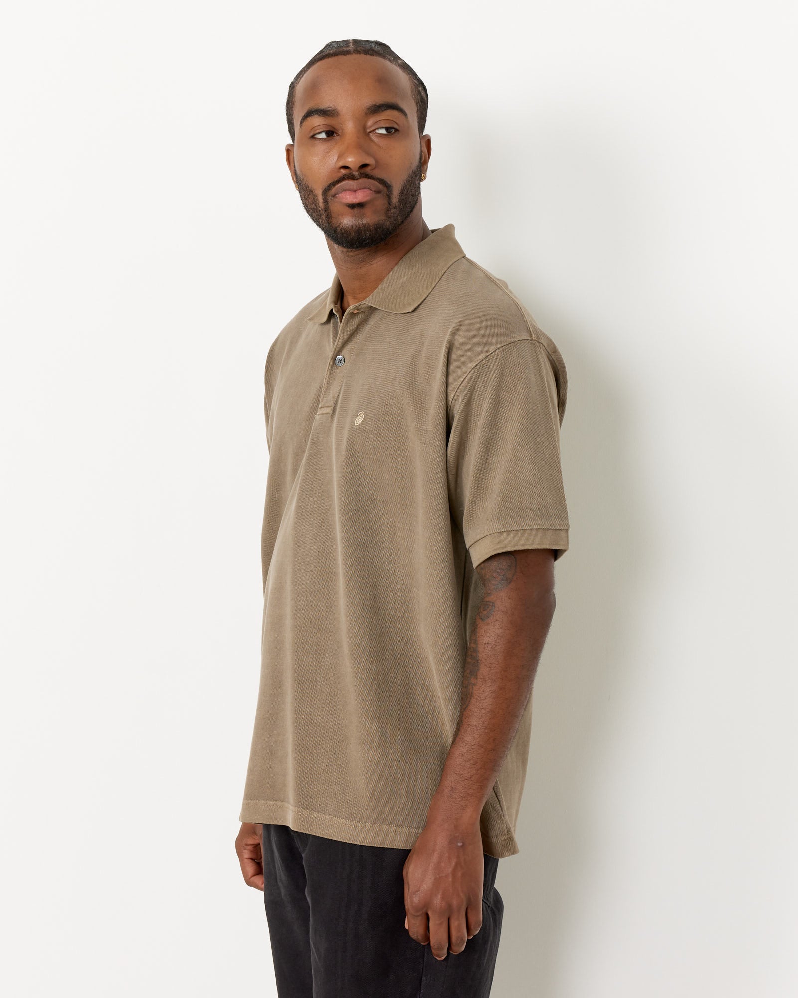 Pig Dyed Pique Polo in Taupe