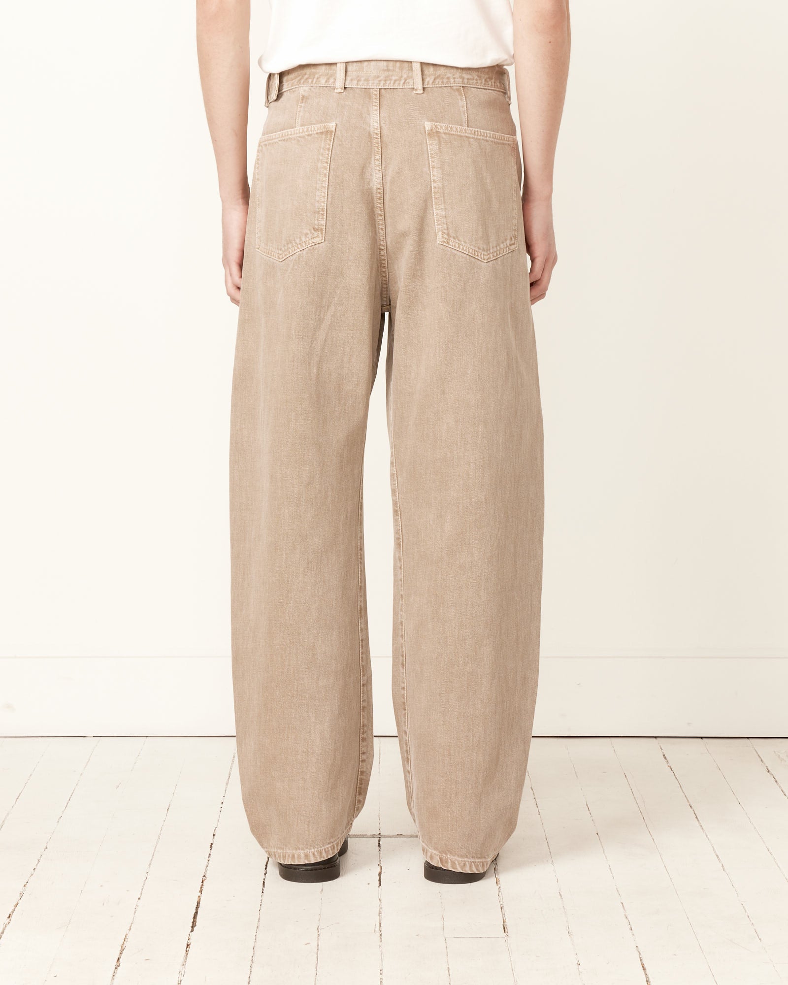 Twisted Belted Pants in Snow Beige