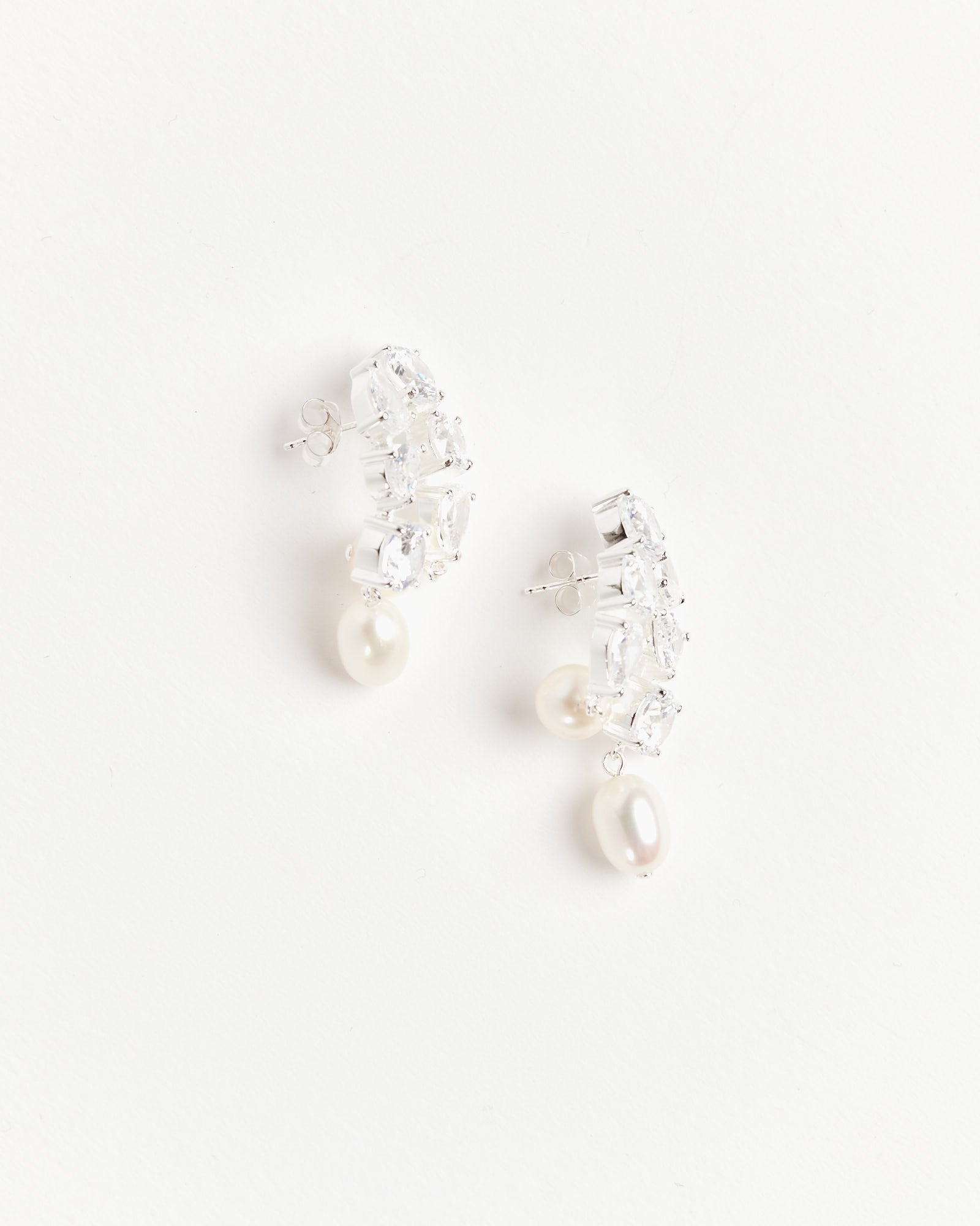 Cascading Pearls/Zirconia Earrings