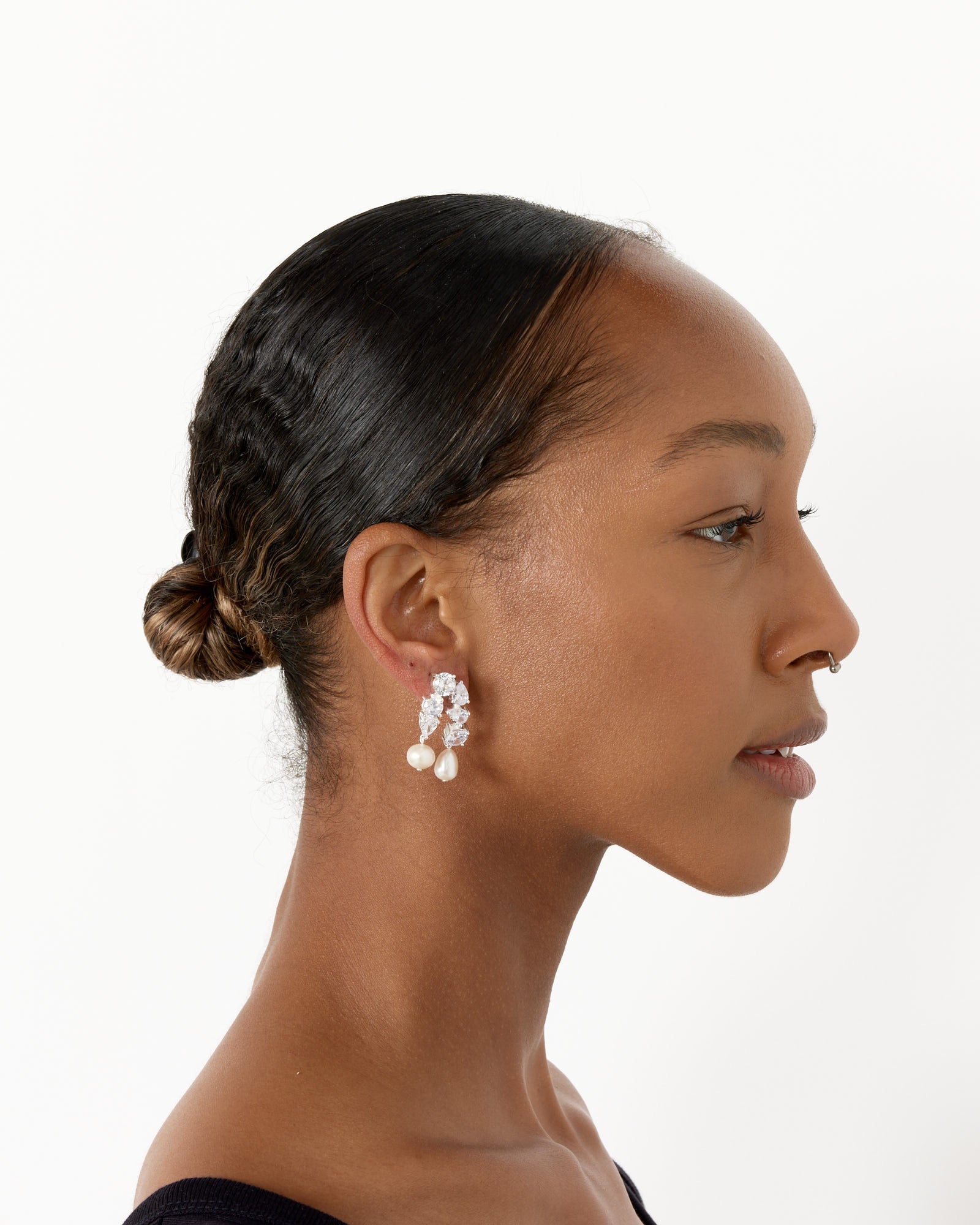 Cascading Pearls/Zirconia Earrings