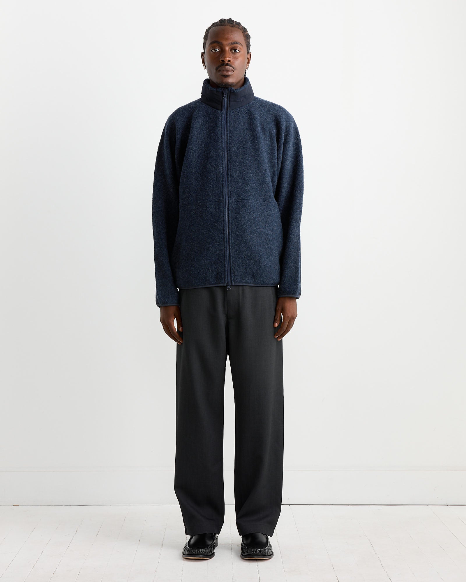 Wool navy sweater sales