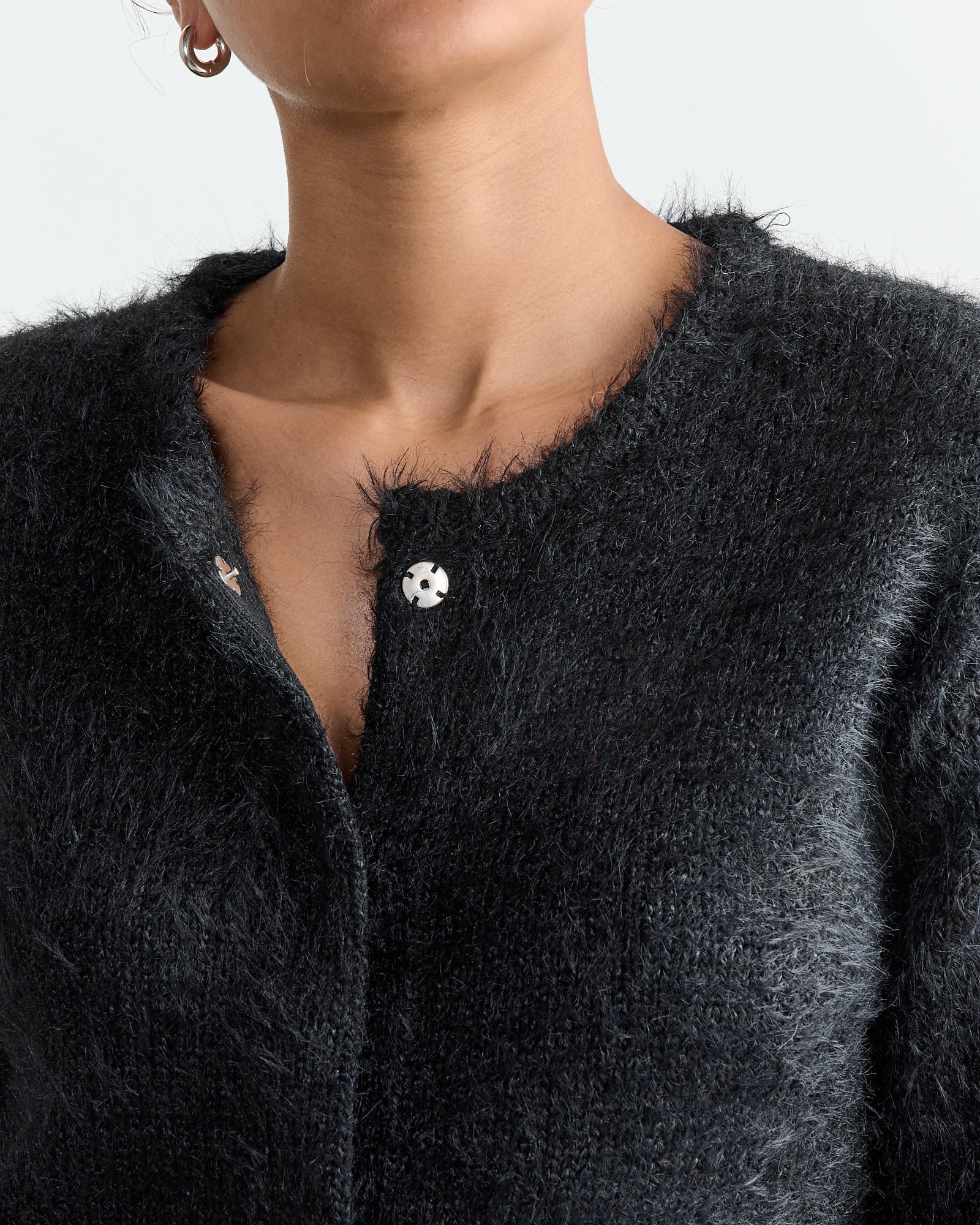 Shaggy crop cardigan deals