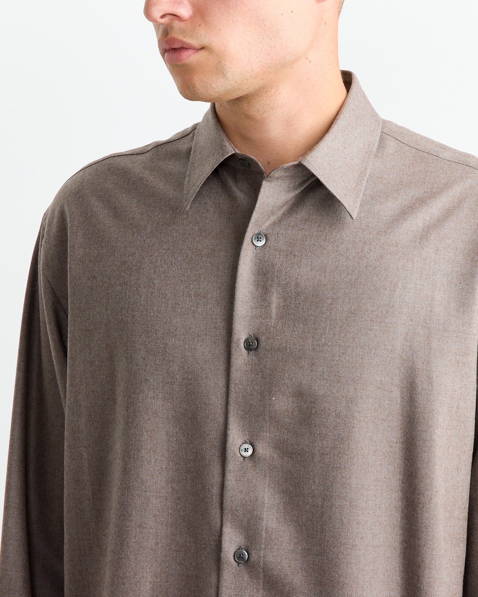 Super Light Wool Shirt in Top Brown - ワイシャツ