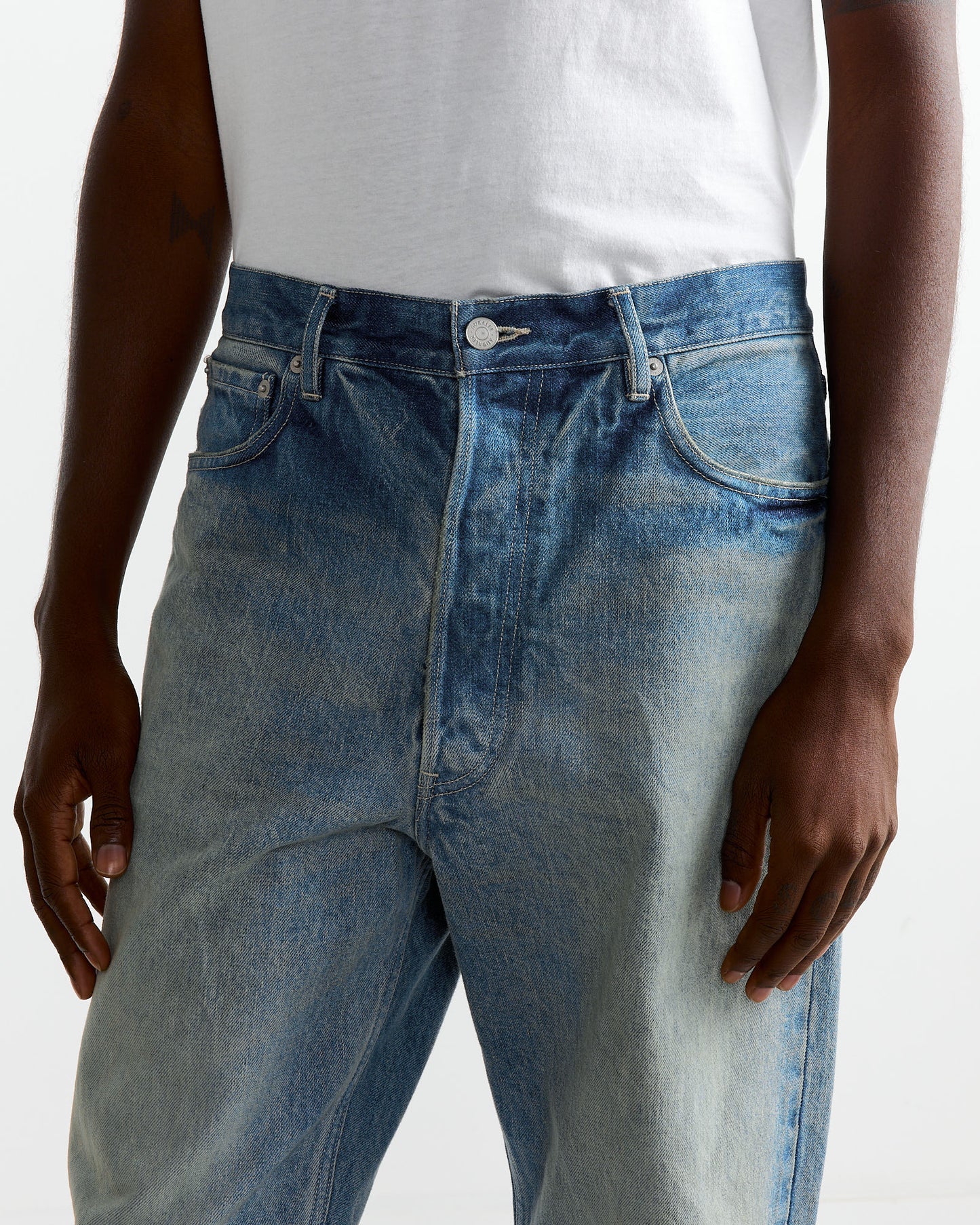 Auralee Selvedge Faded Heavy Denim Pants in Indigo