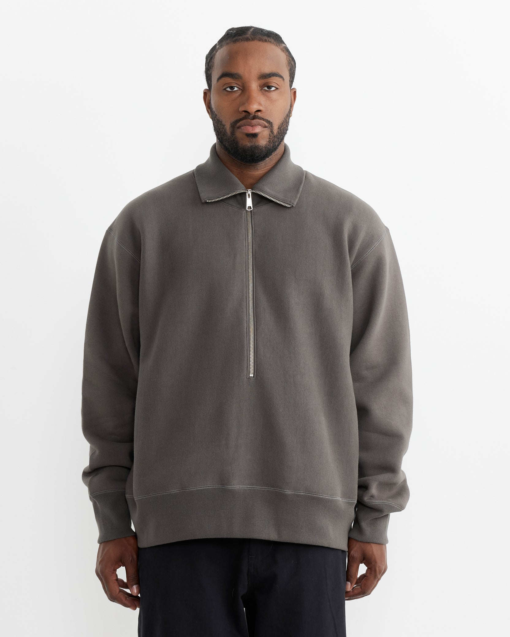 Grey Green Zip-up Hooded Mesh Knit Sweater 17382