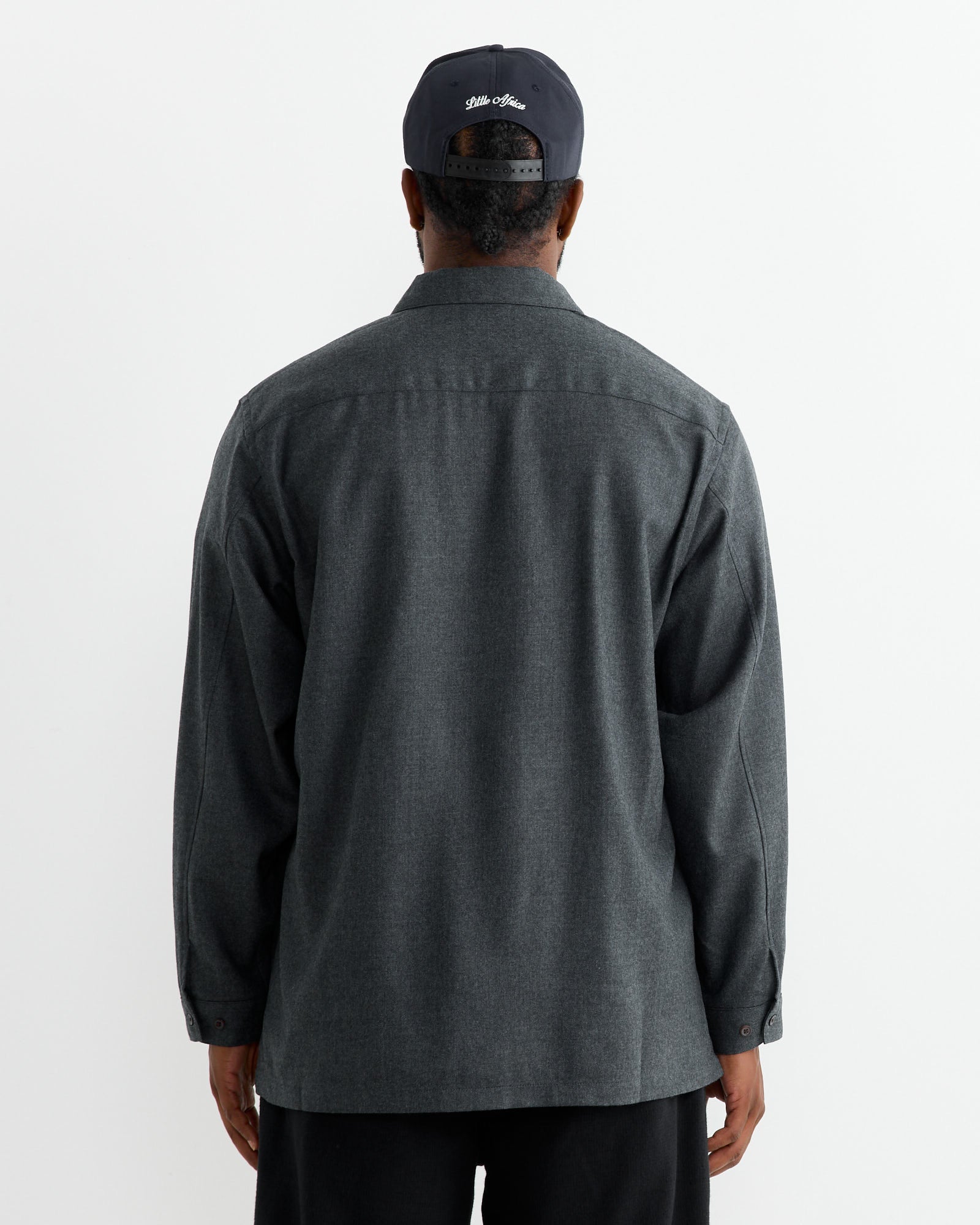 wool dress shirt Flat Bottom Wool Shirt in Blue Charcoal