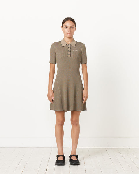 ganni melange knit mini dress Mlange knit mini dress in blue - Ganni