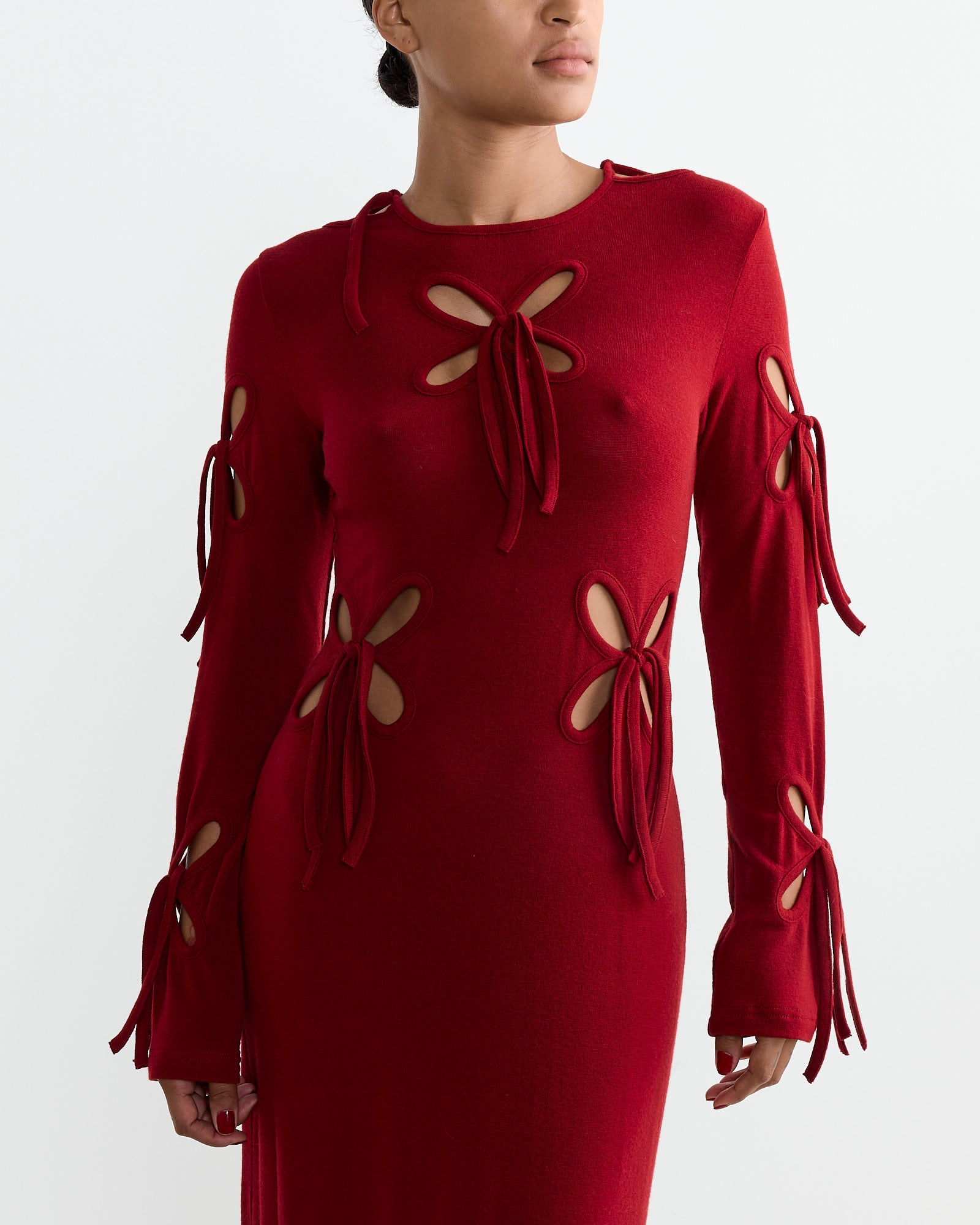 red wool dress Knit Wool Petal Dress in Red