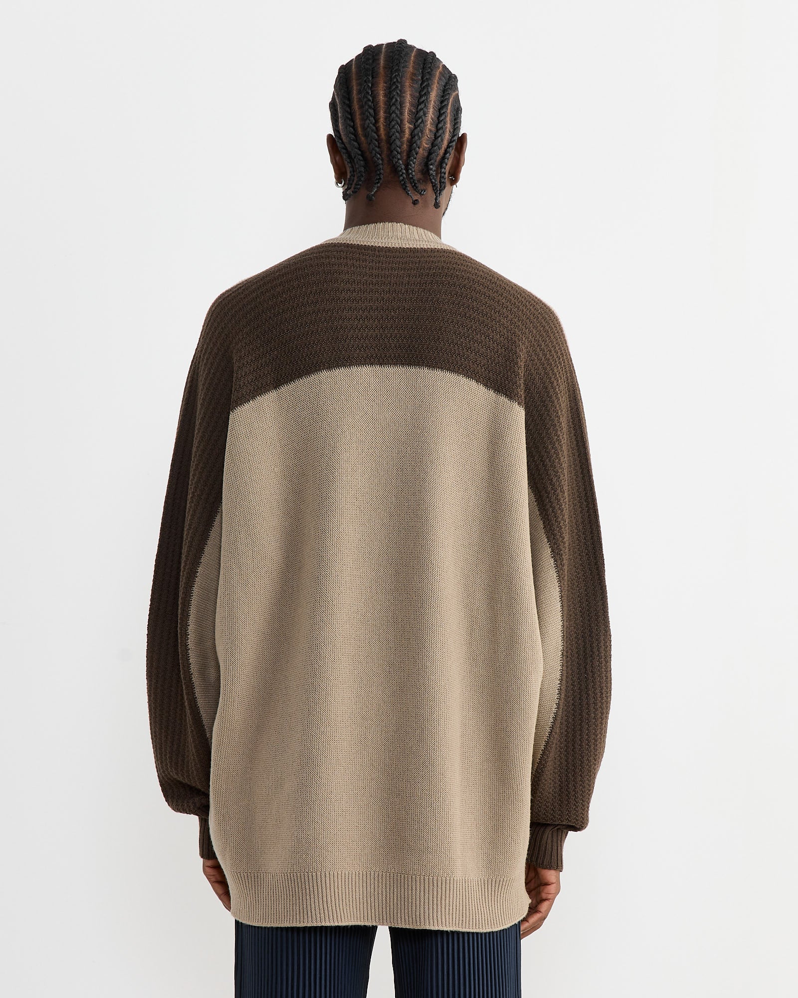 ISSEY MIYAKE MEN Pattern Switching Design Knit Sweater Brown