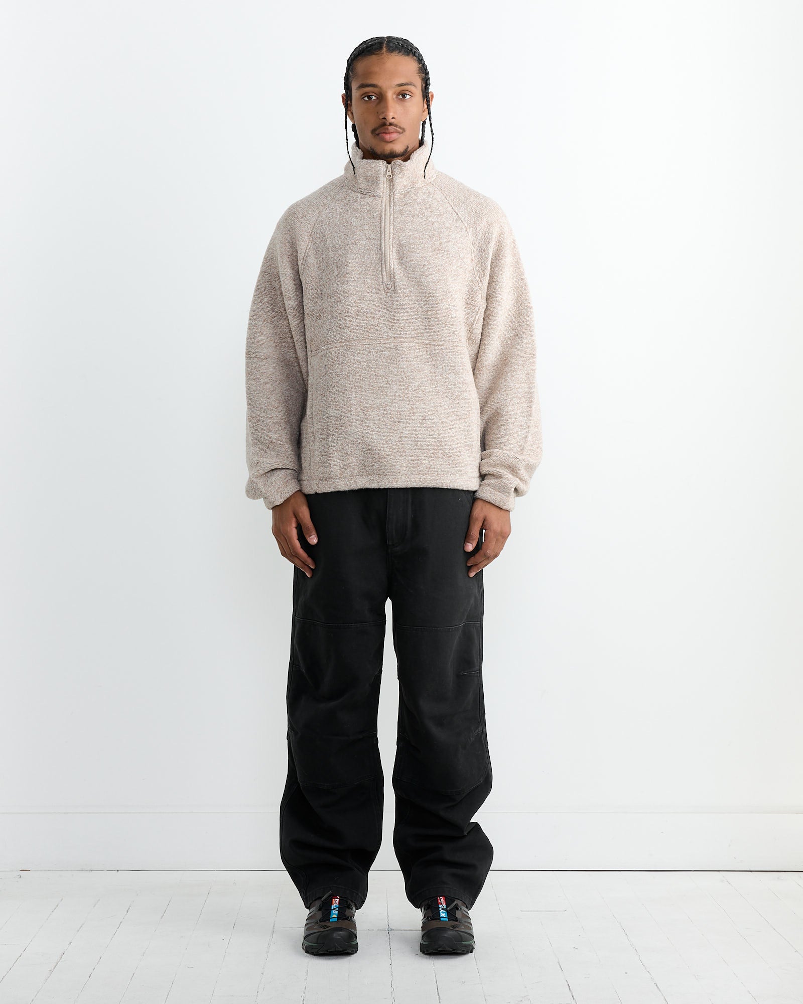 Wool Blend Sherpa Mock in Tan