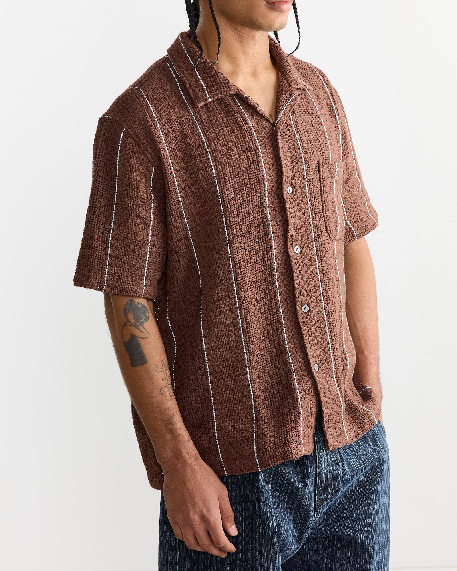 Universal Works Road Shirt Brown - Brown / L (266048)