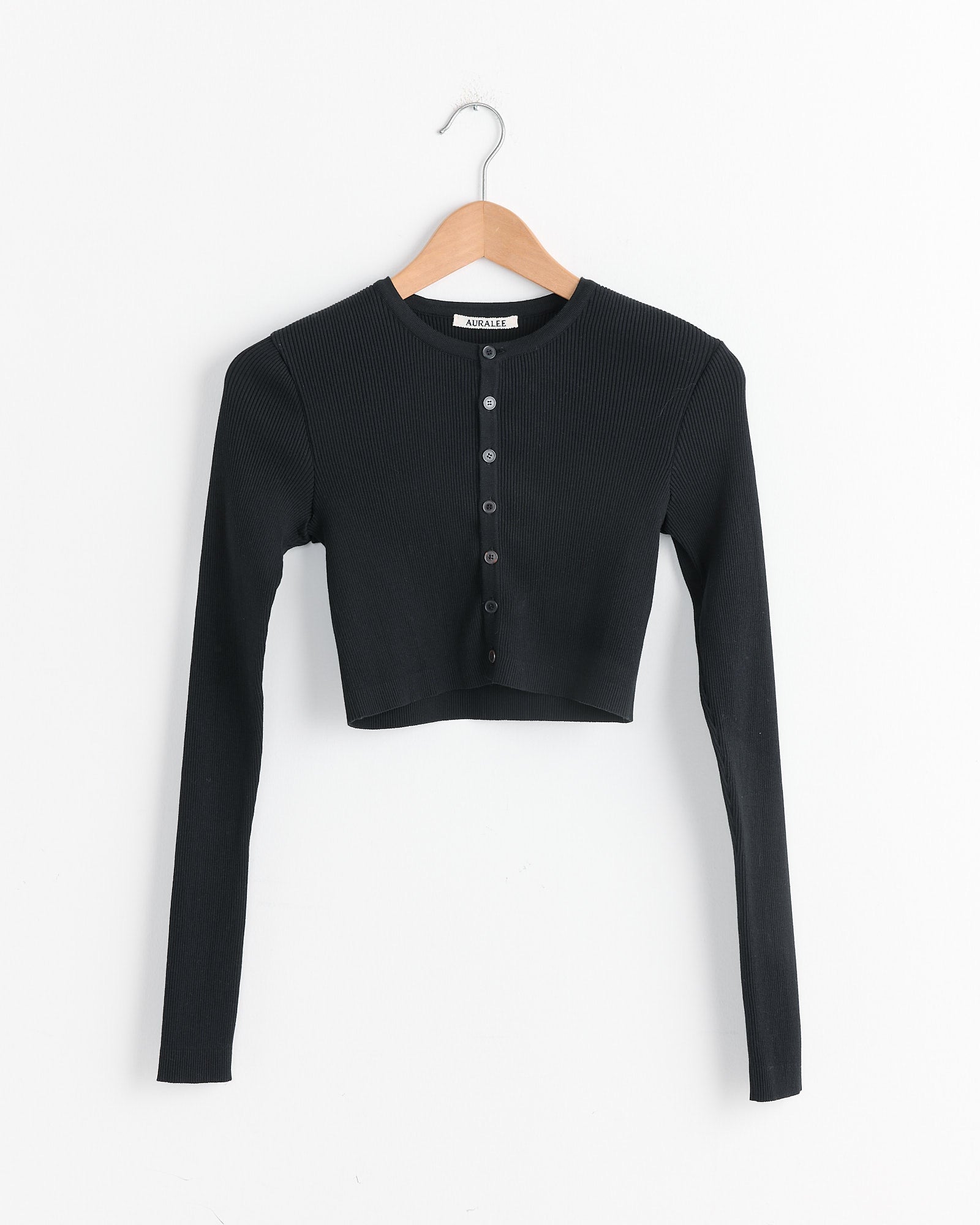 High Gauge Rib Cropped Cardigan in Black High Gauge Rib Cropped Cardigan in Black