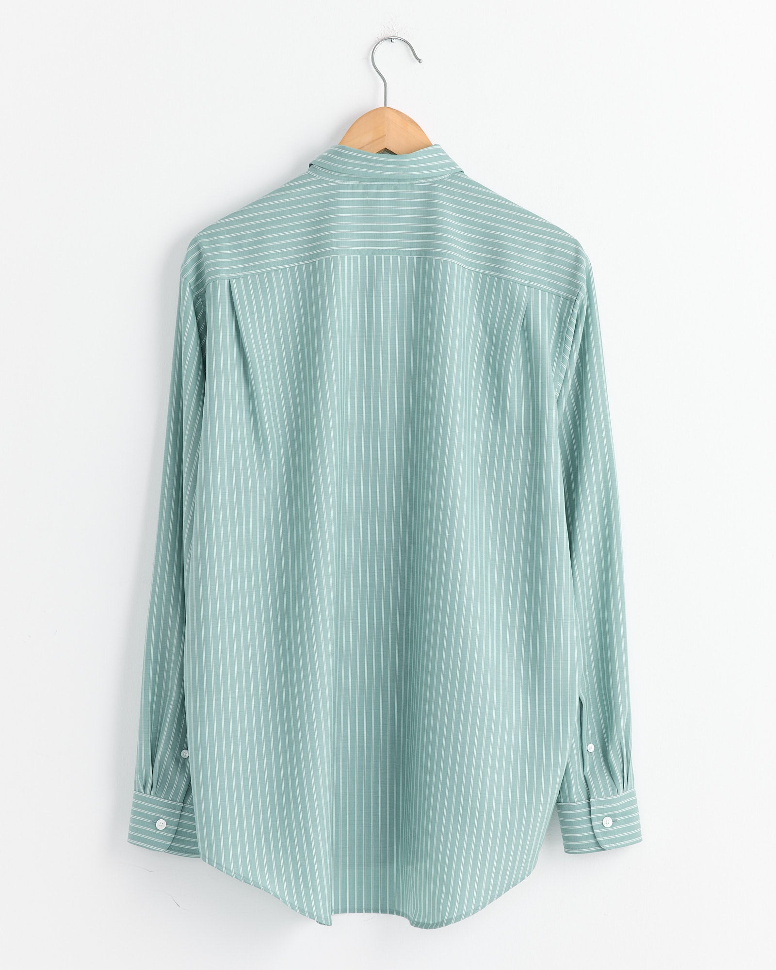 Fine Wool Stripe Shirt in Green Fine Wool Stripe Shirt in Green