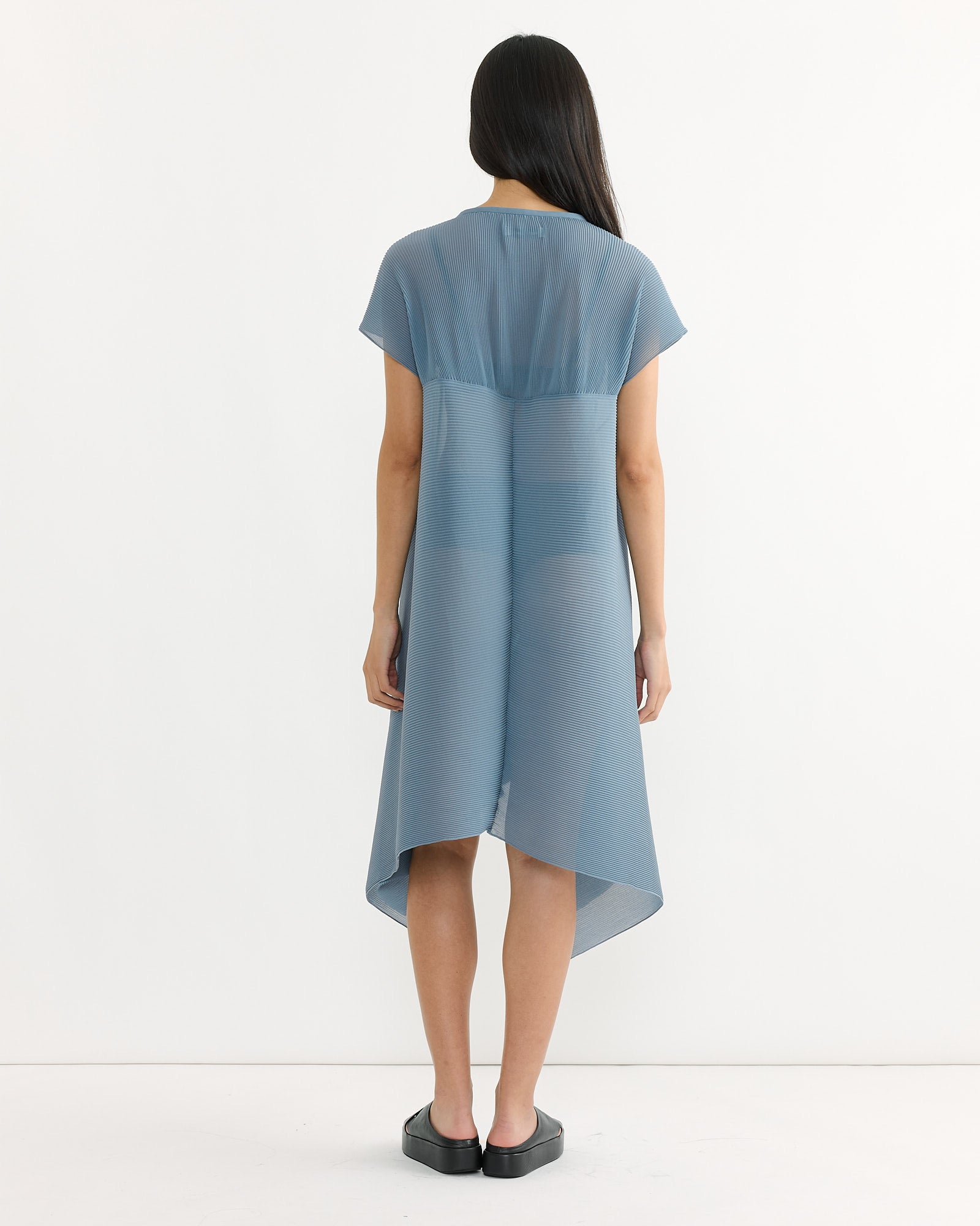 Thumb Plisse Dress in Stone Blue Thumb Plisse Dress in Stone Blue
