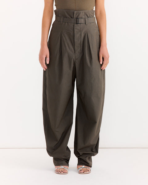 Folded Waistband Pant in Dark Brown