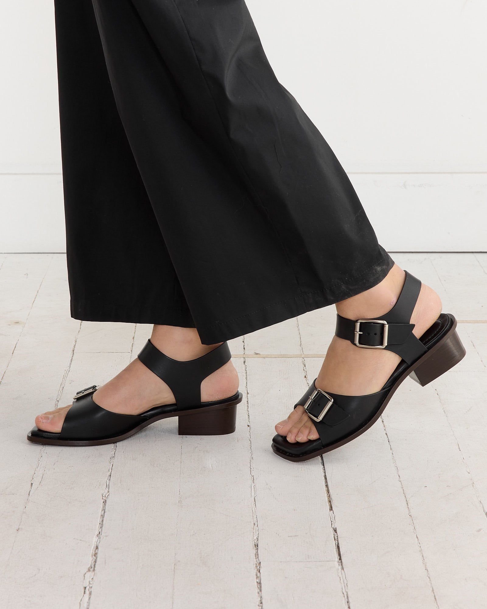 Ladies Sandals Square Black Sandals Square Heeled Sandals With