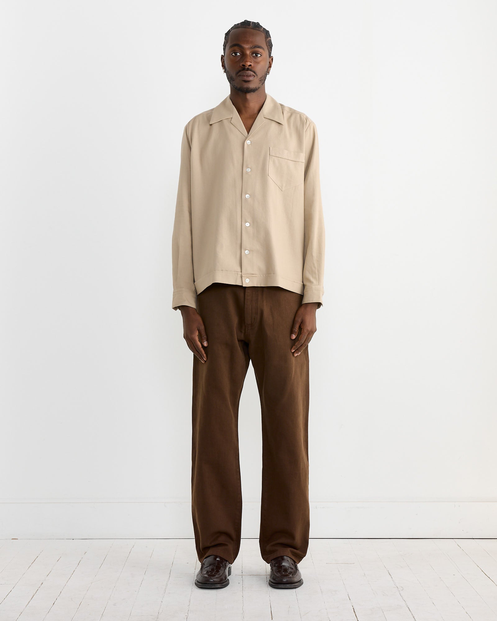 Zach Shirt in Cotton Silk Nep Sand Zach Shirt in Cotton Silk Nep Sand