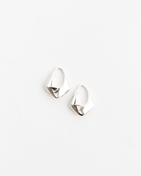 Small Pyramid Hoops in Sterling Silver