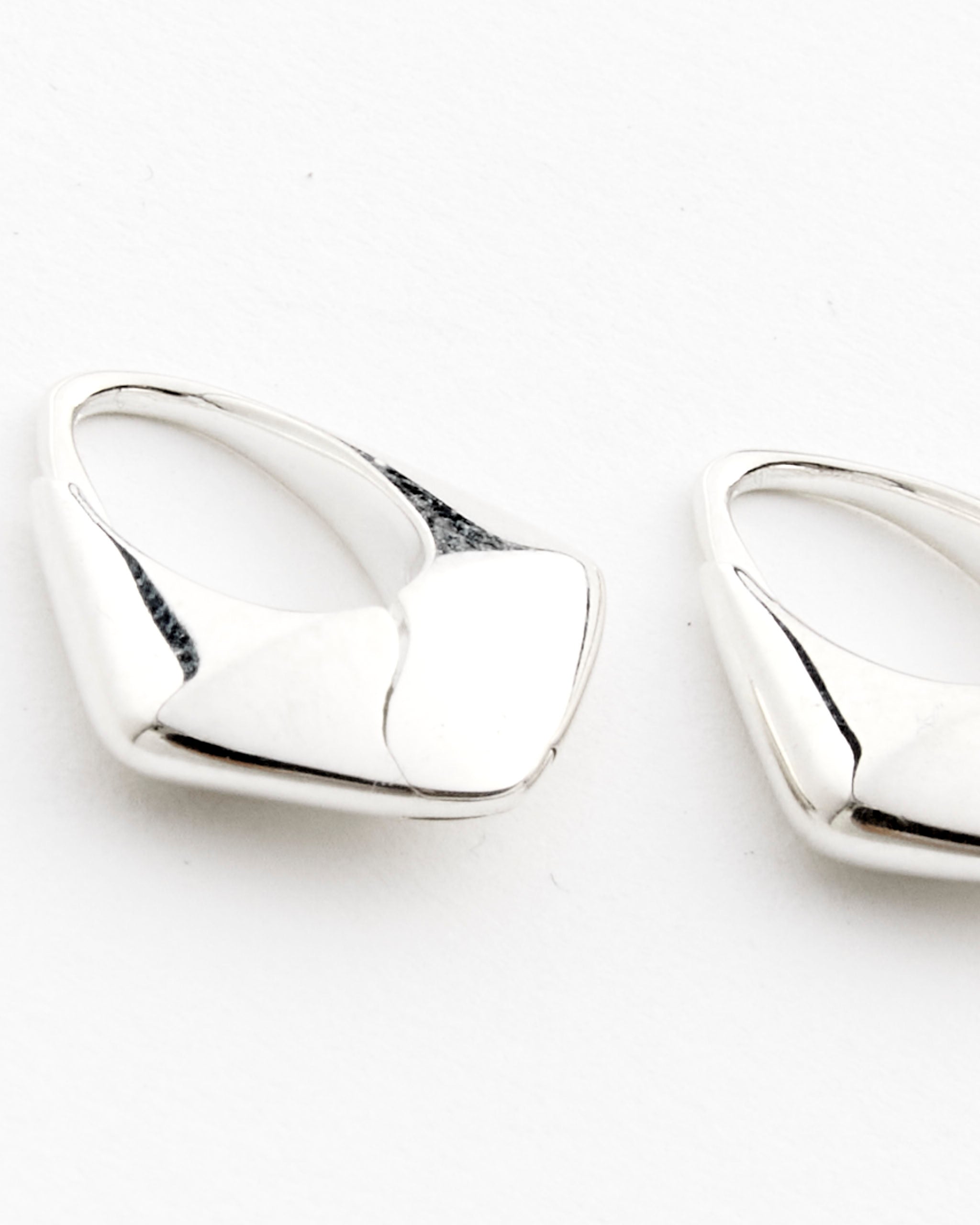 Small Pyramid Hoops in Sterling Silver