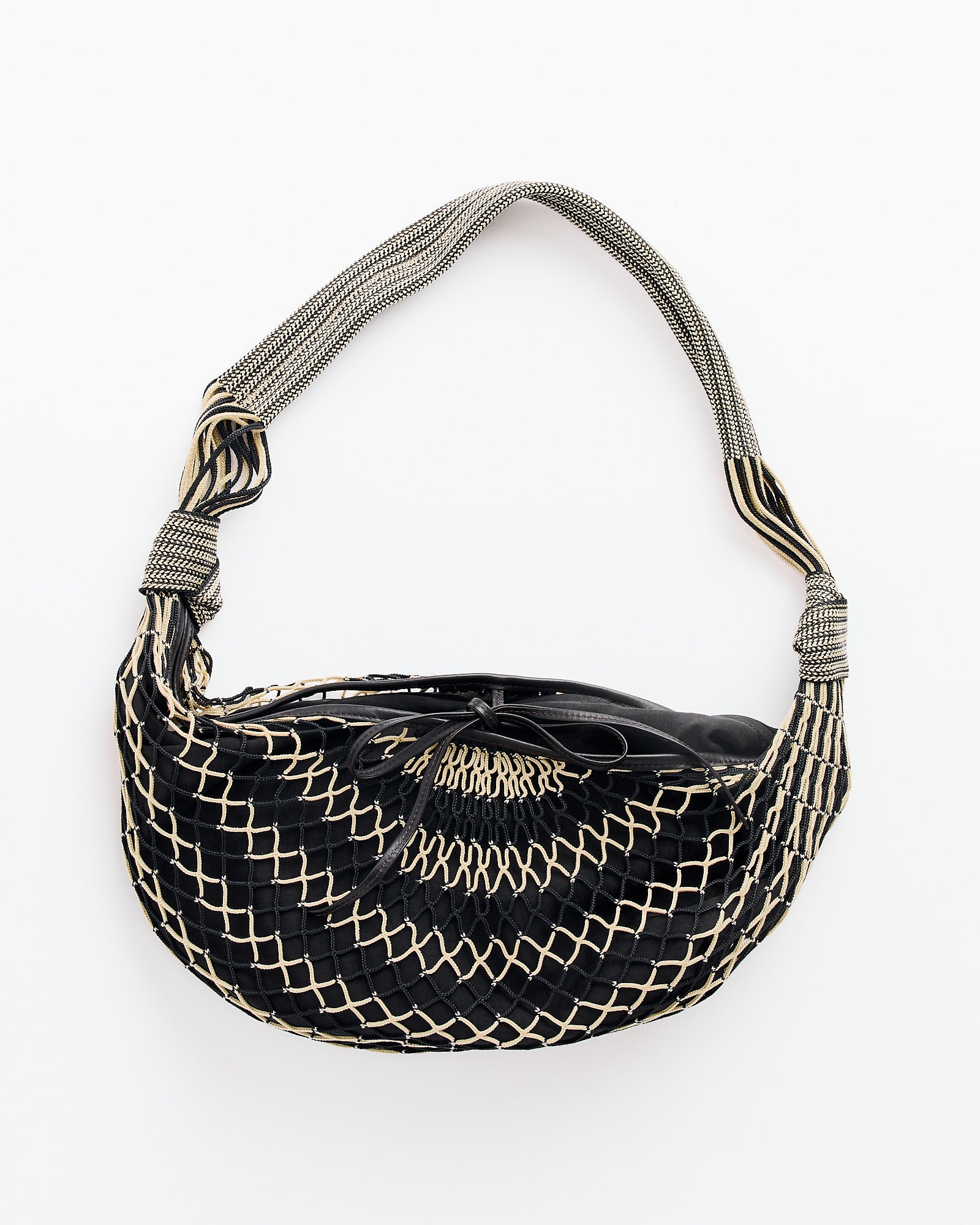 Lemaire Croissant Filt Bag Chevron Light Beige/Black - Chevron Light Beige/Black / OS (271255)