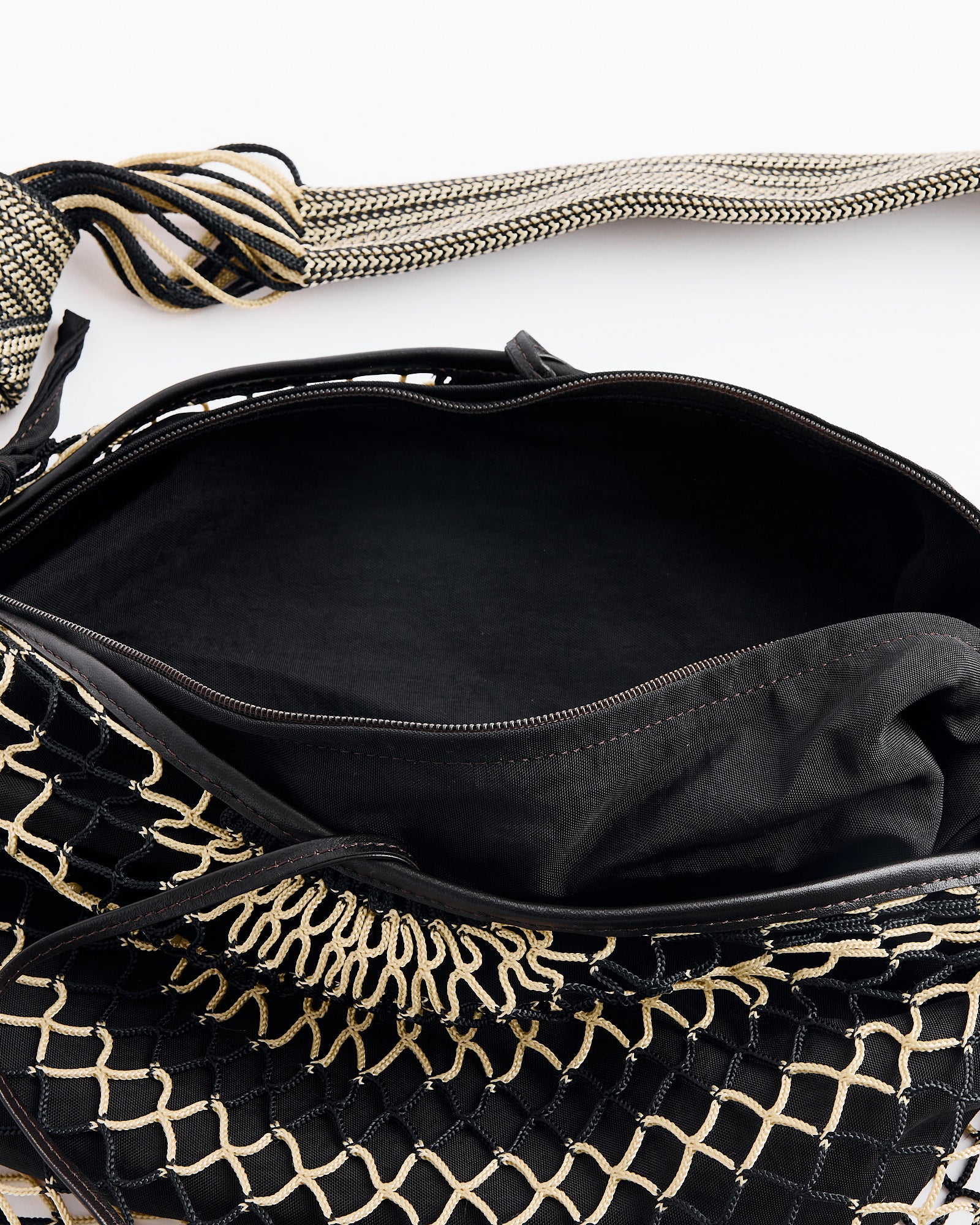 Lemaire Croissant Filt Bag Chevron Light Beige/Black - Chevron Light Beige/Black / OS (271255)