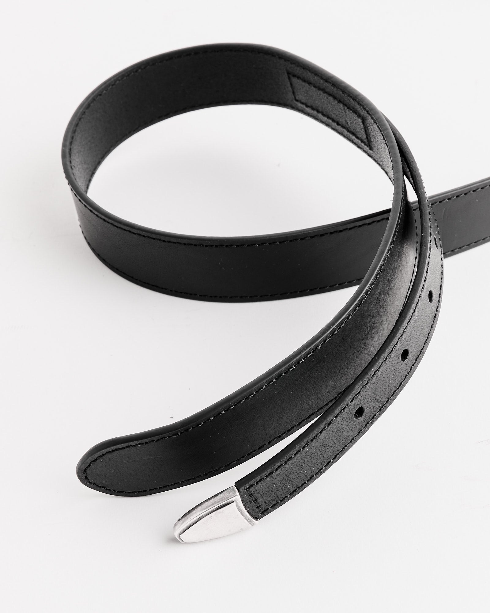 Minimal Western Belt in Black - Black / 90 (271260)