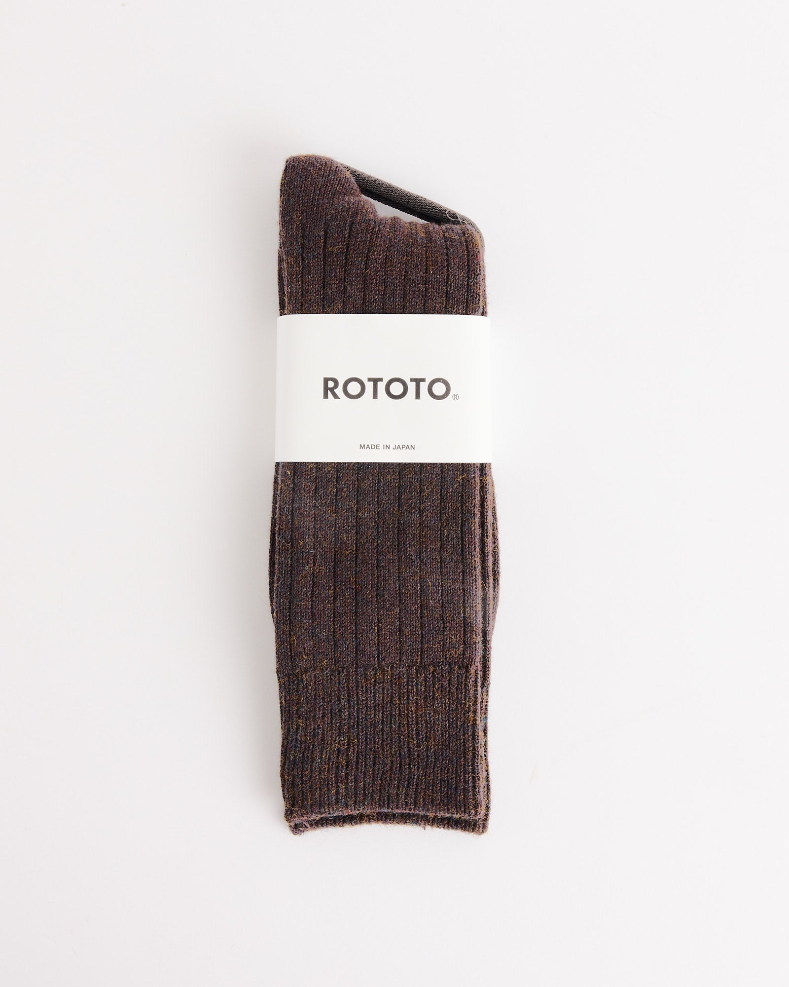 Rototo 1327 Ribbed Crew Socks Dark Brown - Dark Brown / L (271701)