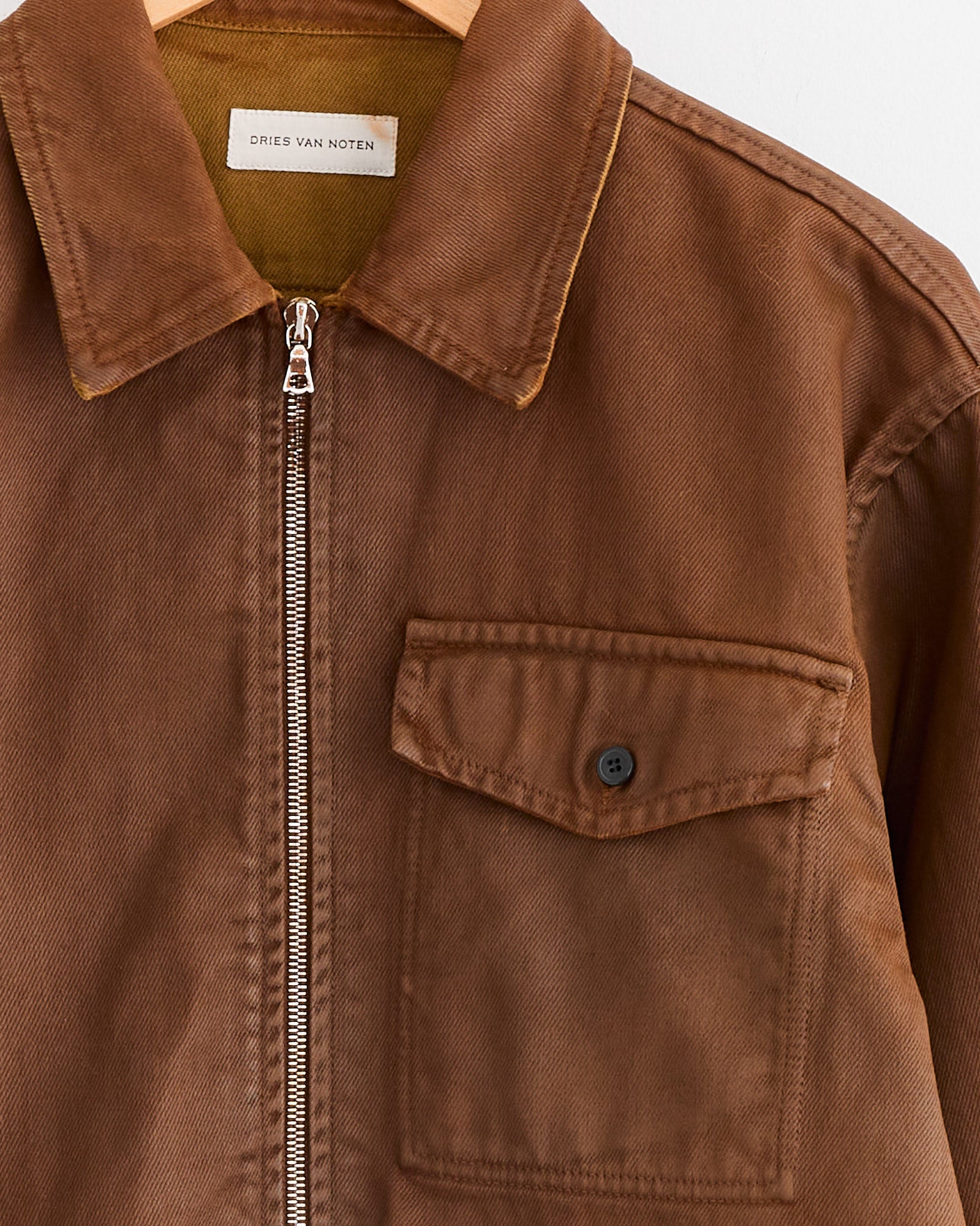 Coated Zipped Shirt in Rust