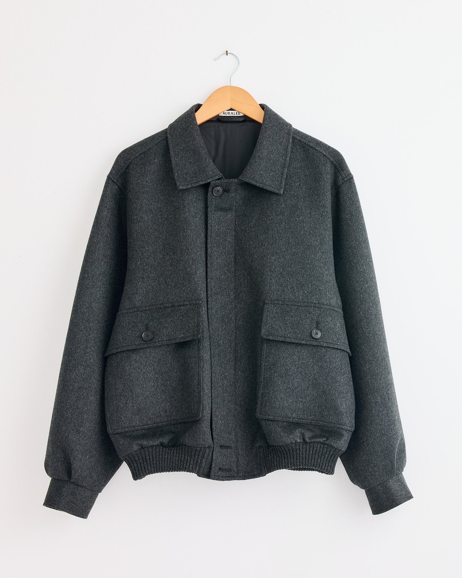Cashmere Moleskin Zip Blouson in Top Charcoal