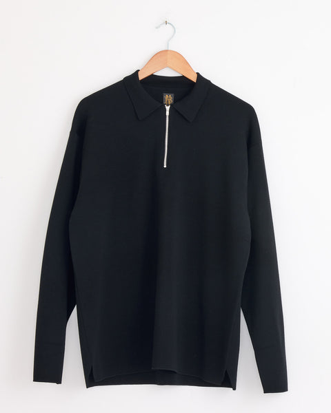 トップス BATONER halfzip knit 2size Half Zip Polo in Black