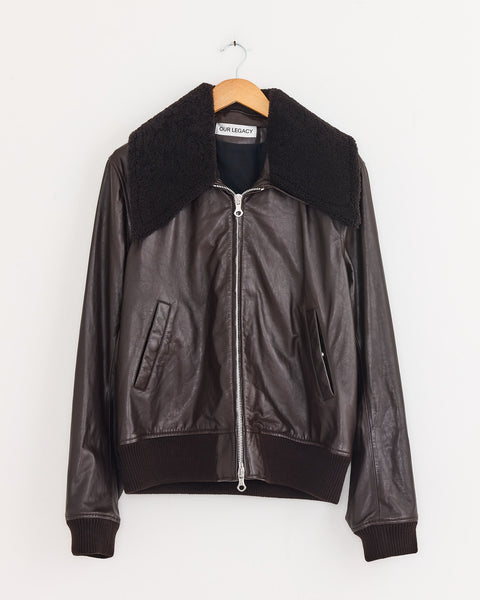【OURLEGACY 】PHAROS　BOMBER　UMBER　BROWN Our Legacy - Pharos Bomber Umber Brown Fluid Calfskin