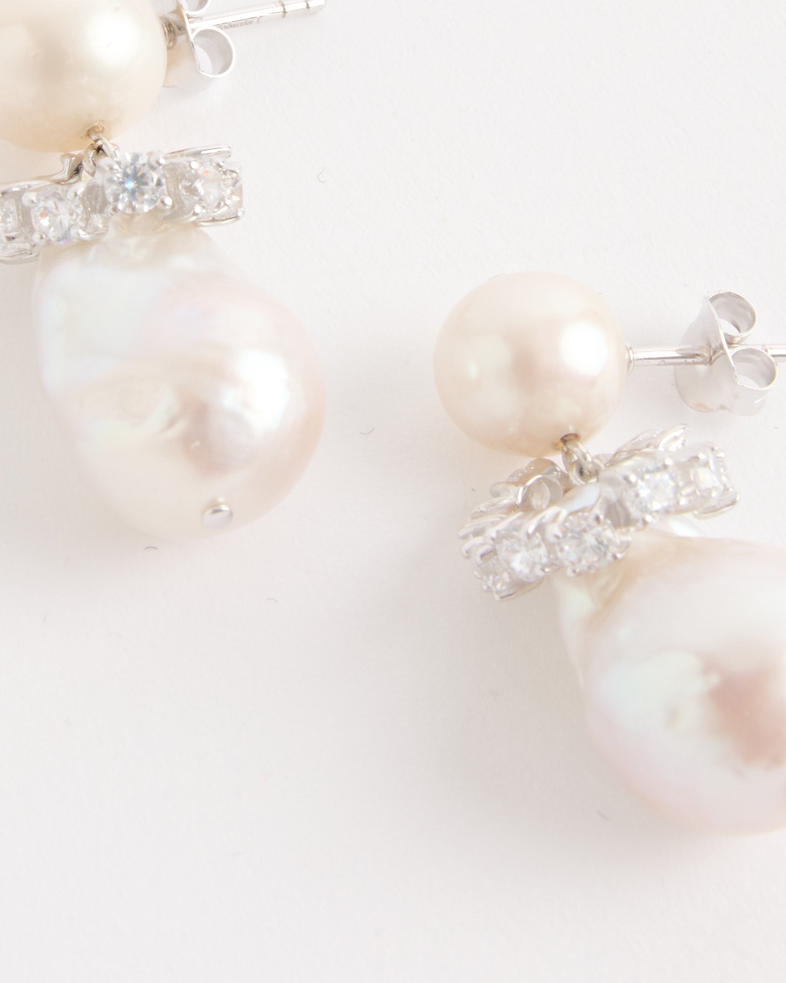 Completedworks Recycled Silver Baroque Pearl CZ Earrings - Rhodium Plated - Default Title (273410)