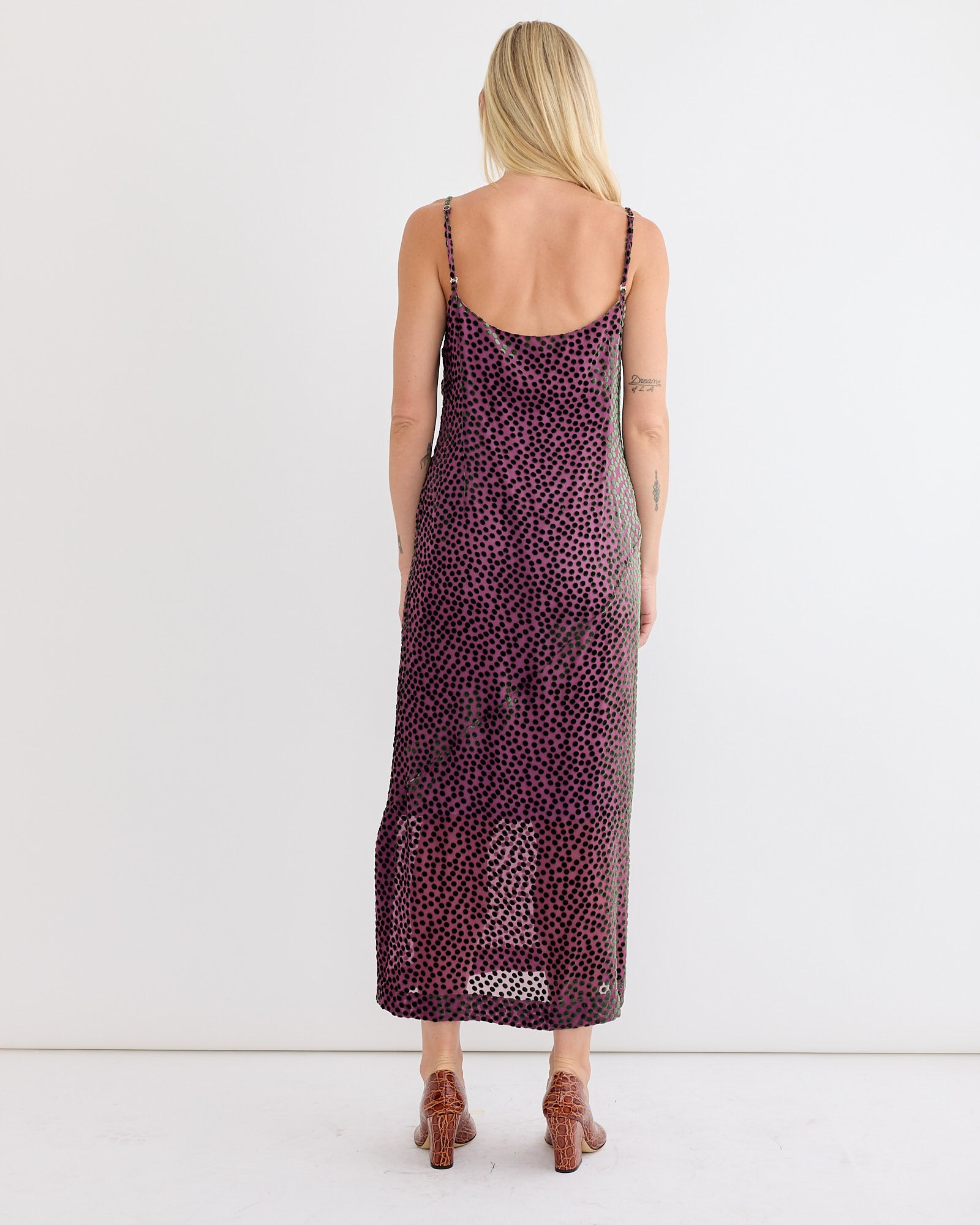 dries van noten purple dress Dries Van Noten Printed Silk Midi Dress