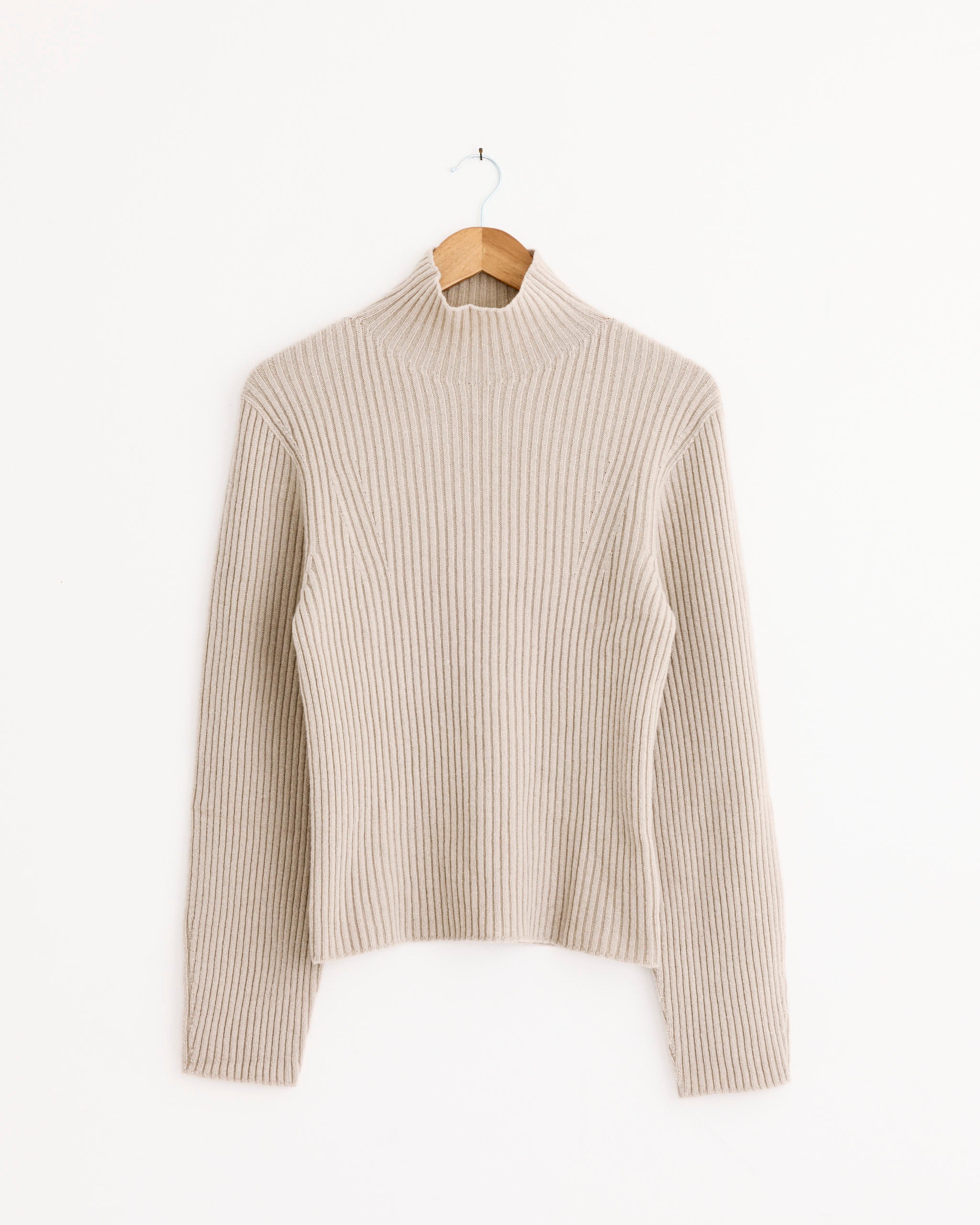 Amomento Ribbed Turtle Pullover - Beige / 0 (274039)