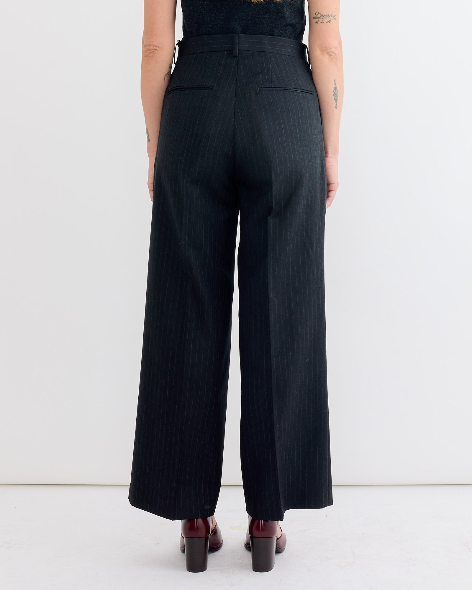 Bluefaced Two Tuck Slack in Charcoal Navy Stripe