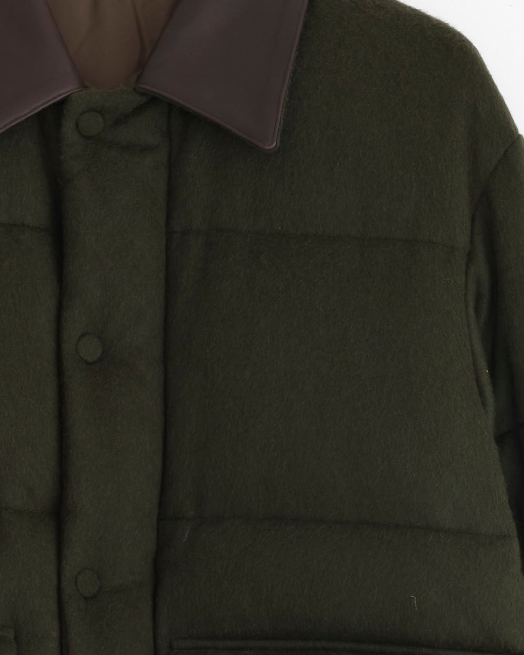 Baby Camel Flannel Down Blouson in Dark Olive