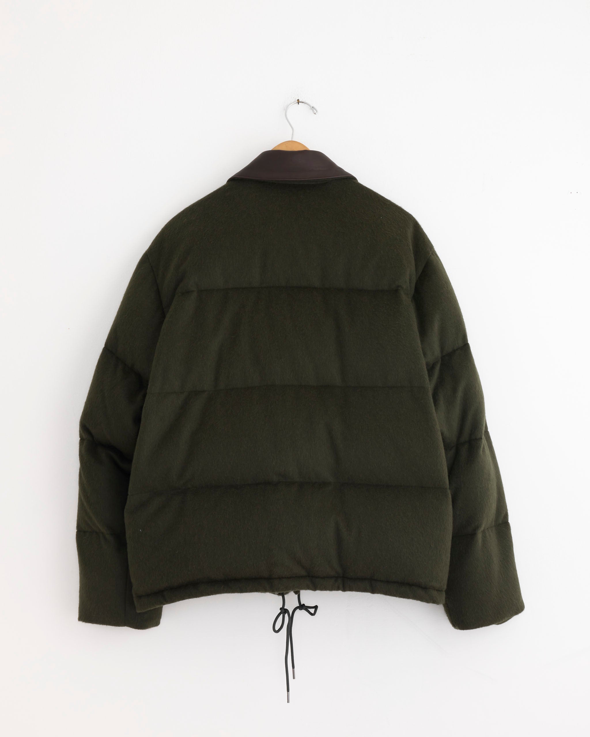 Baby Camel Flannel Down Blouson in Dark Olive
