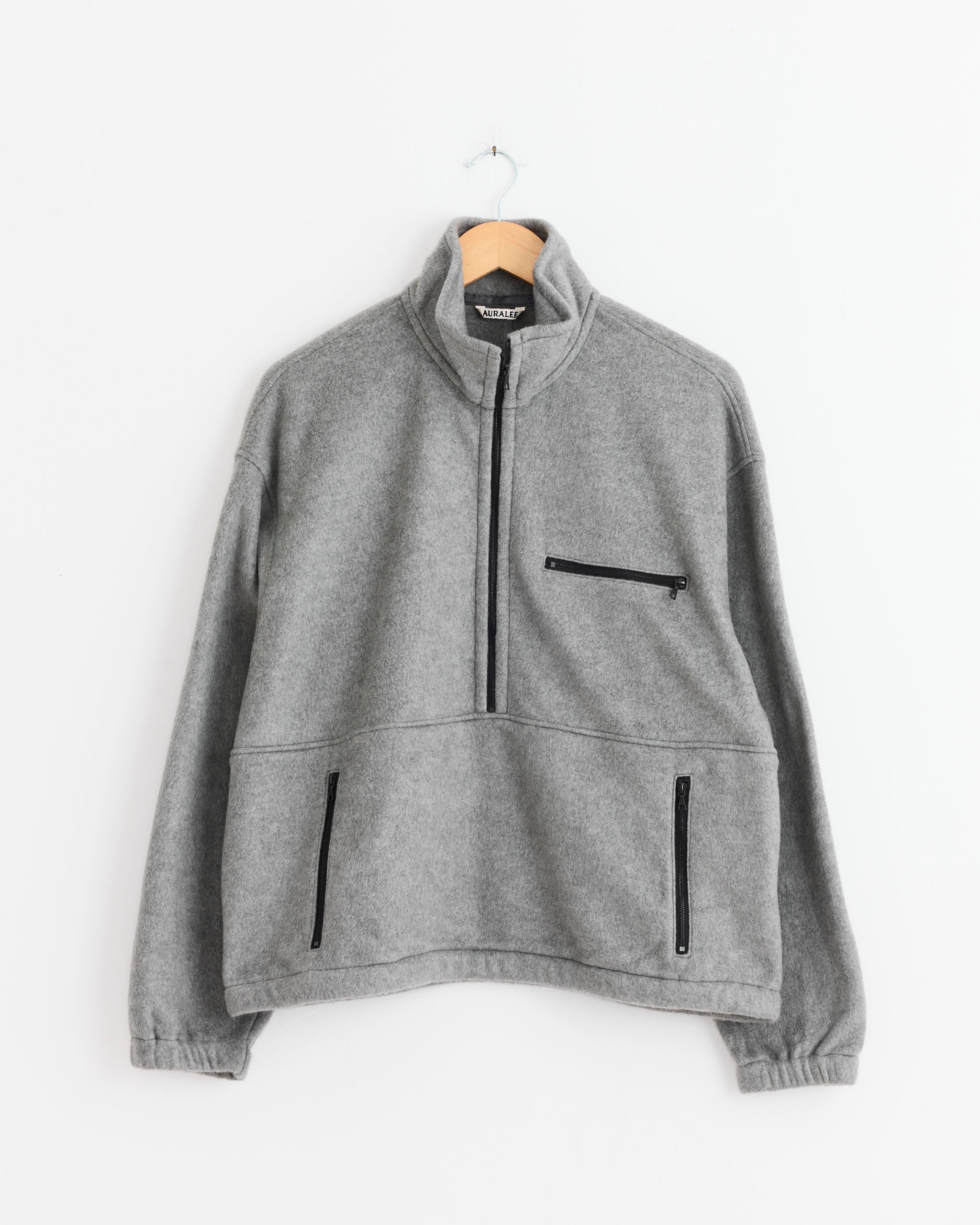 Auralee Silk Comfort Half Zip Pullover Top Grey - Top Grey / 3 (274411)