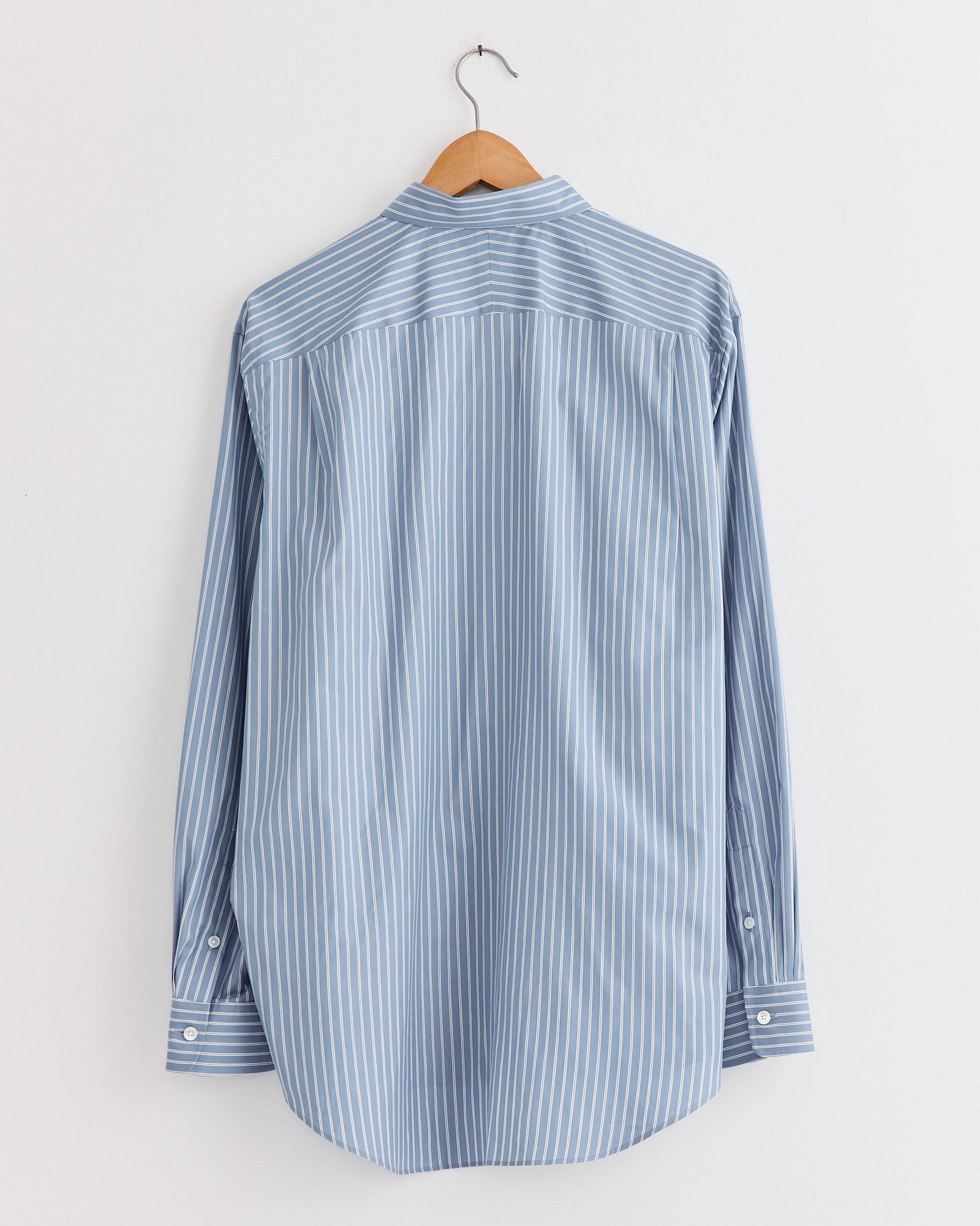 COTTON SILK STRIPE SHIRT【AURALEE】【サイズ４】 Cotton Silk Stripe Shirt in Blue