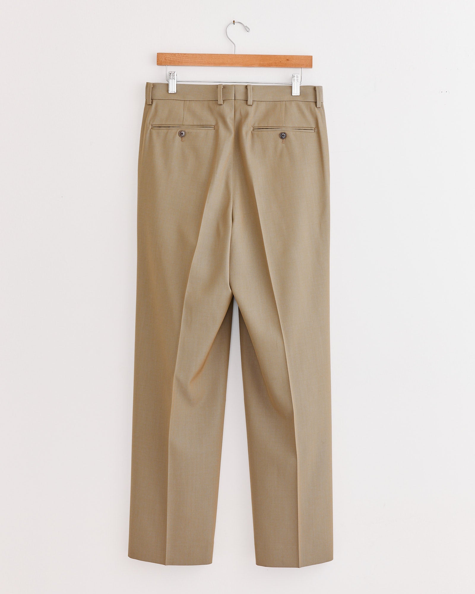 Auralee Light Wool Gabardine Two Tuck Slack Khaki Chambray - Khaki Chambray / 4 (274483)