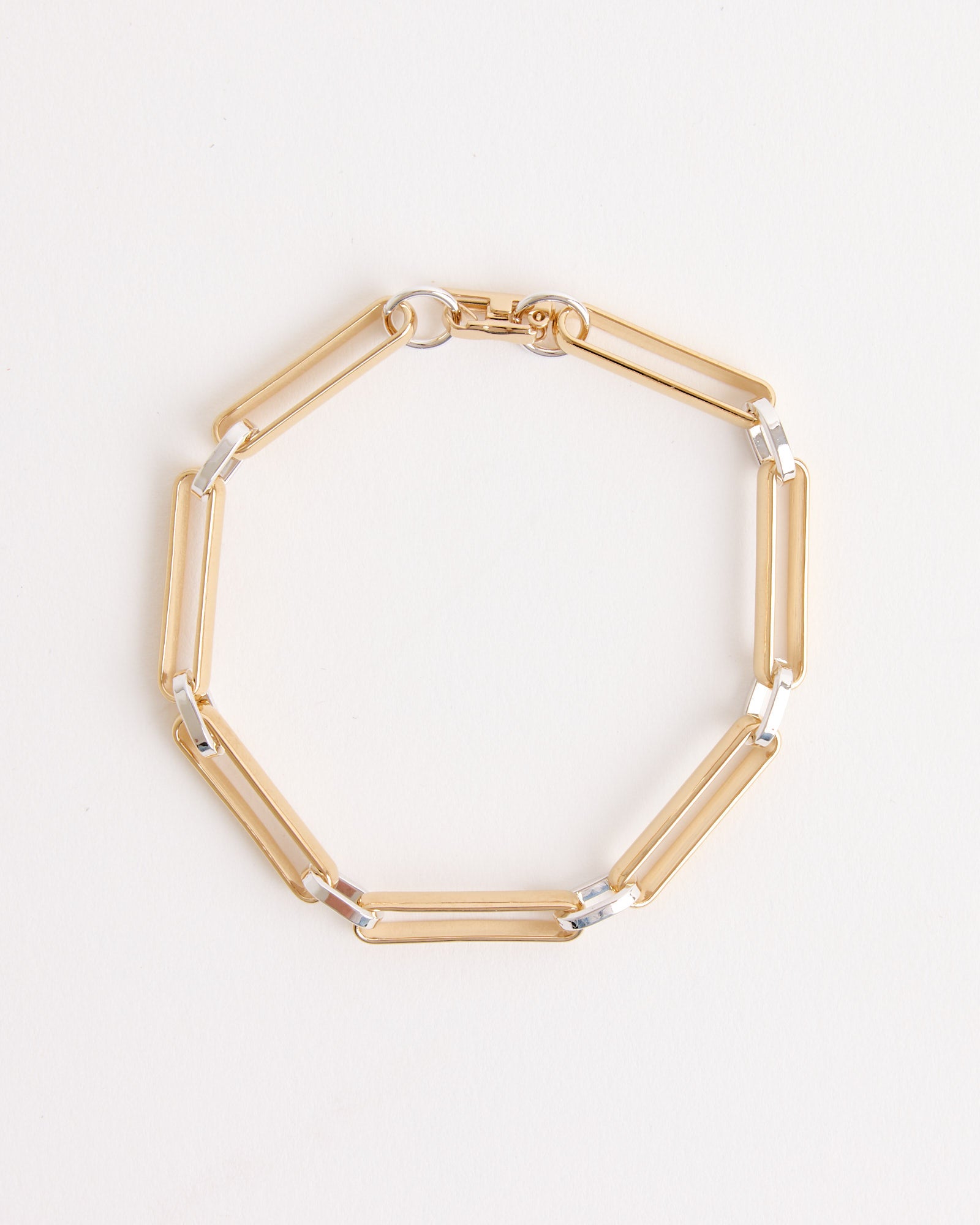 Laura Lombardi Two Tone Chiusa Bracelet - Rhodium/14K Plated Brass / 7.25" (274916)