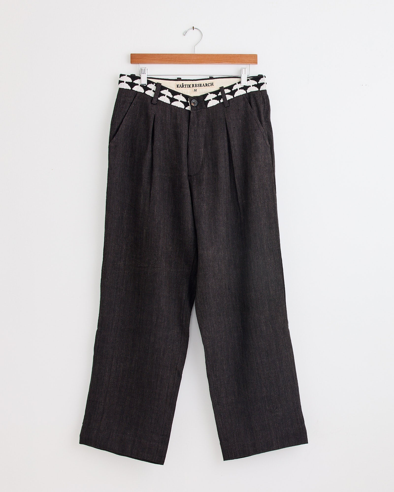 Kartik Research Beaded Belt Trouser Charcoal/Black/White - Charcoal/Black/White / 32 (275341)