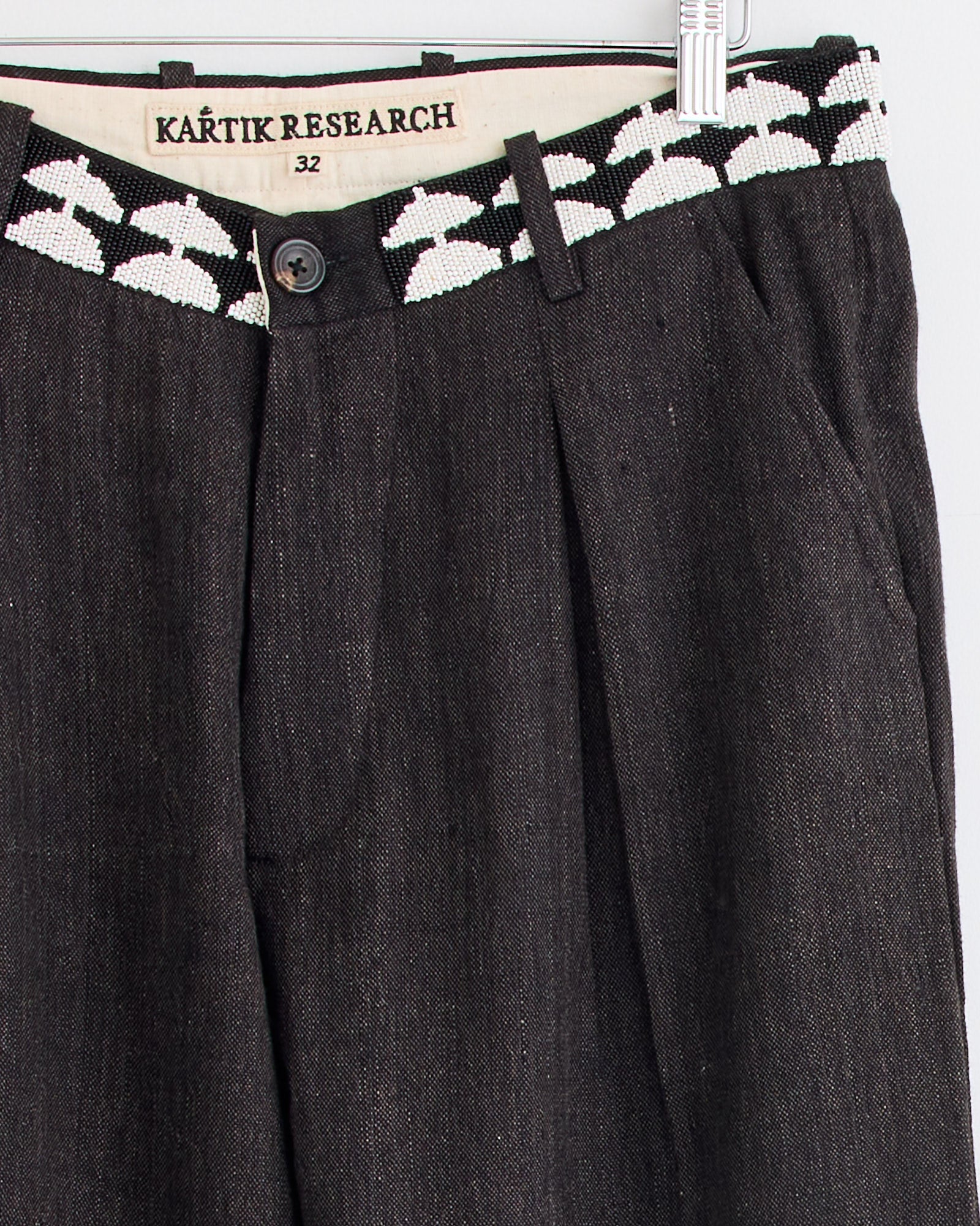 Kartik Research Beaded Belt Trouser Charcoal/Black/White - Charcoal/Black/White / 32 (275341)