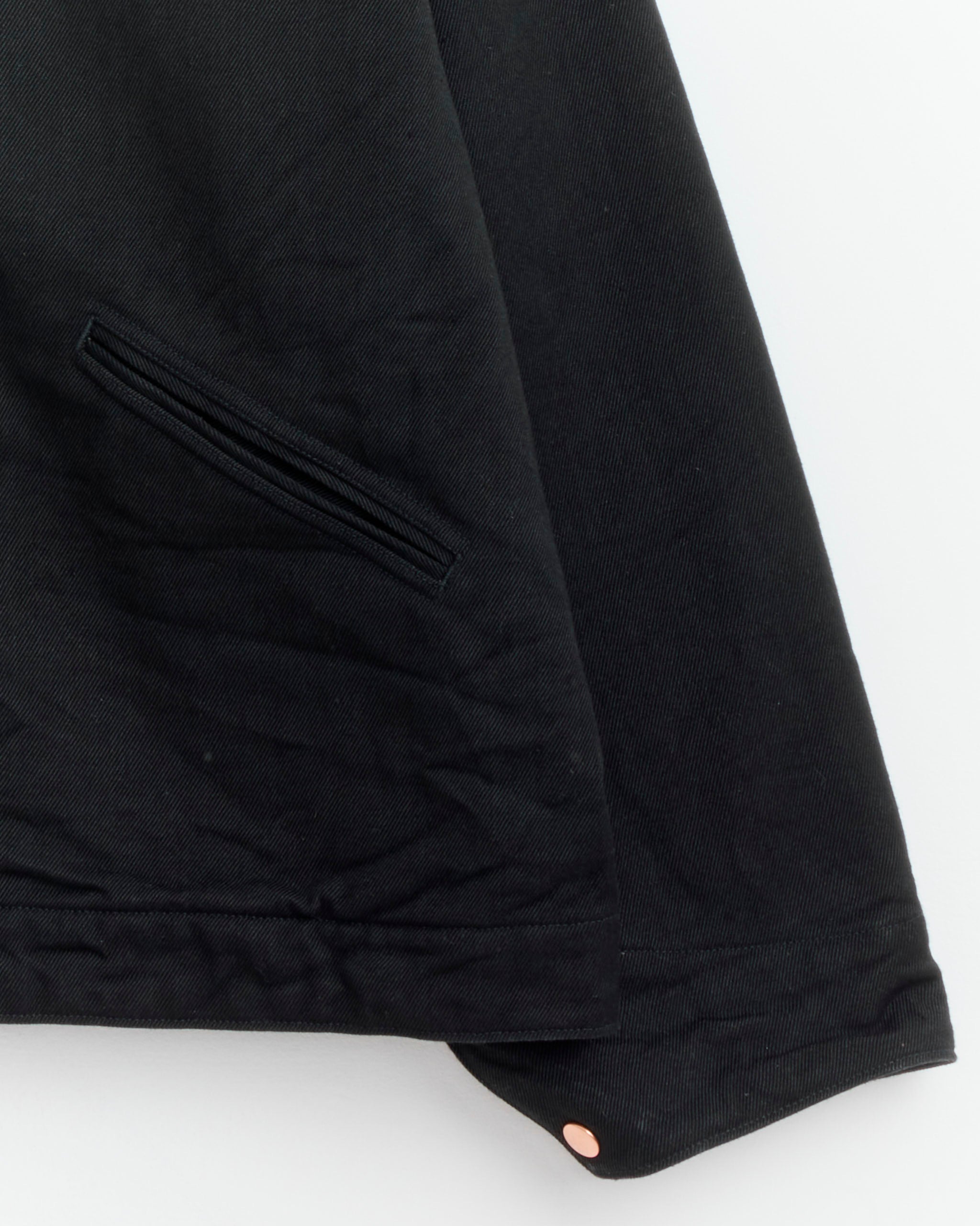 Denim Zip Short Jacket in Black