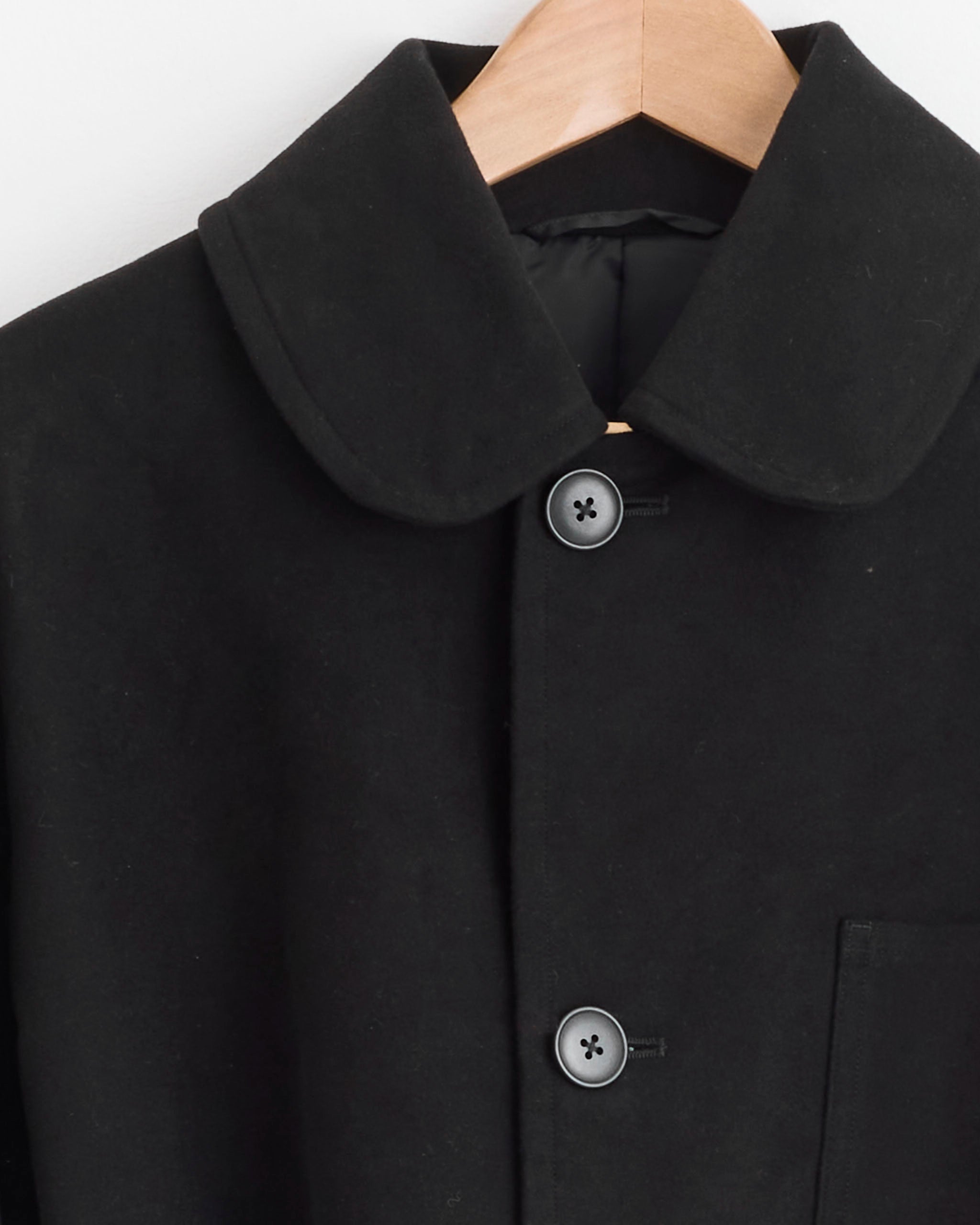Moleskin Military Coat in Black