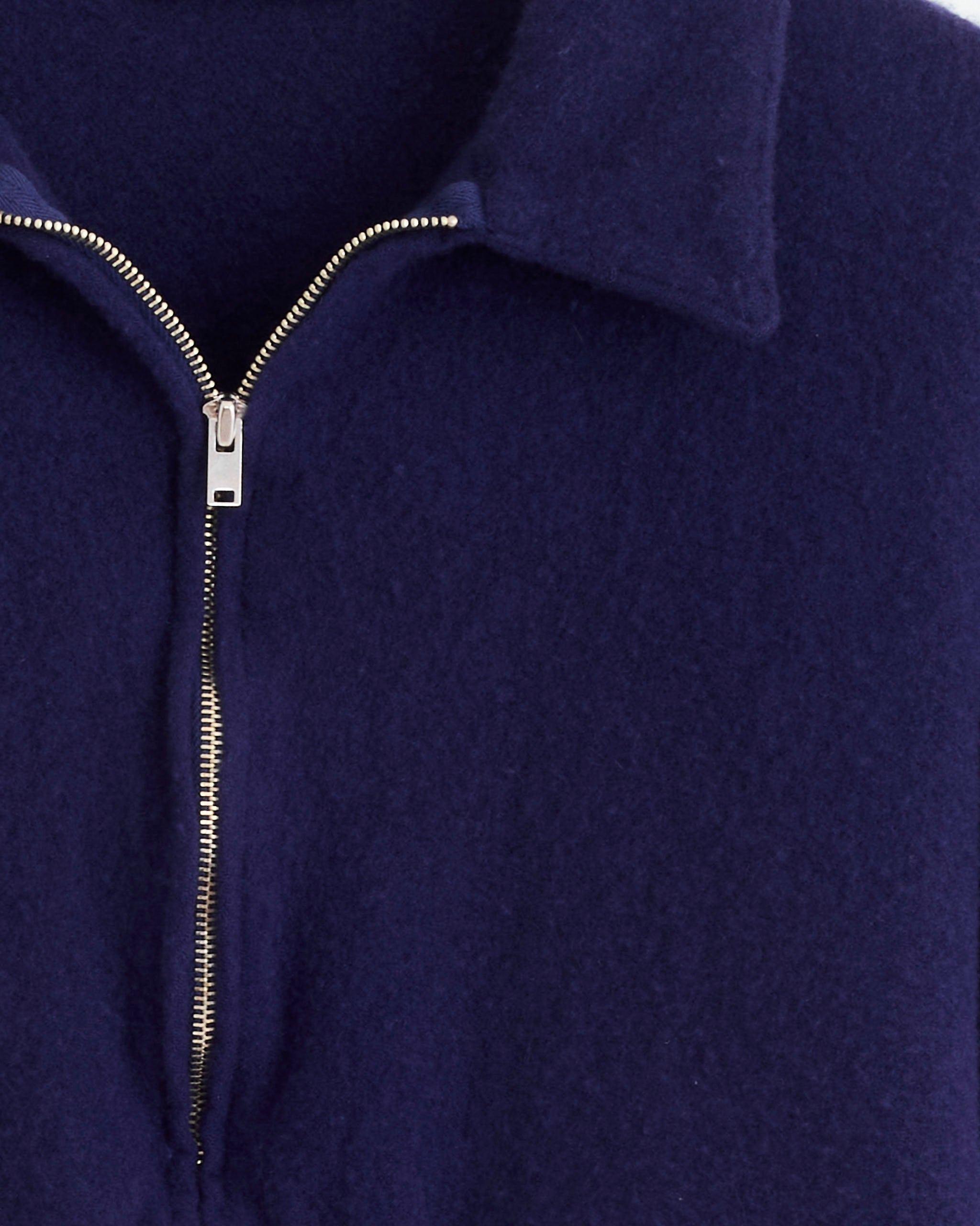 Shrunk Wool Zip Short Jacket in Purple Blue