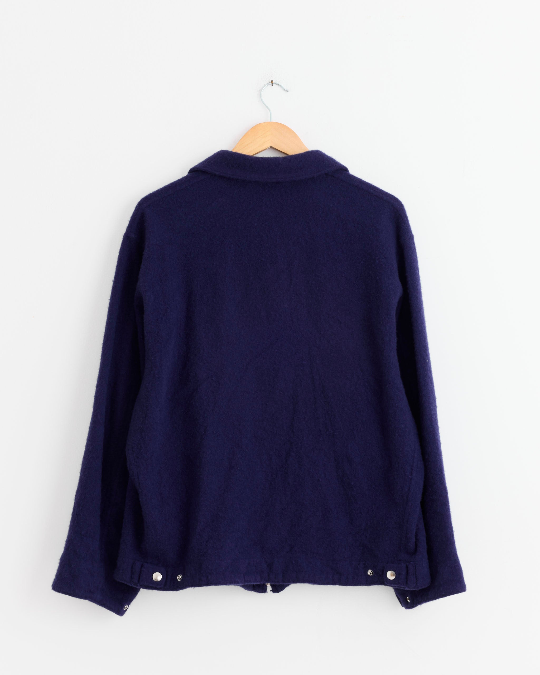 Shrunk Wool Zip Short Jacket in Purple Blue
